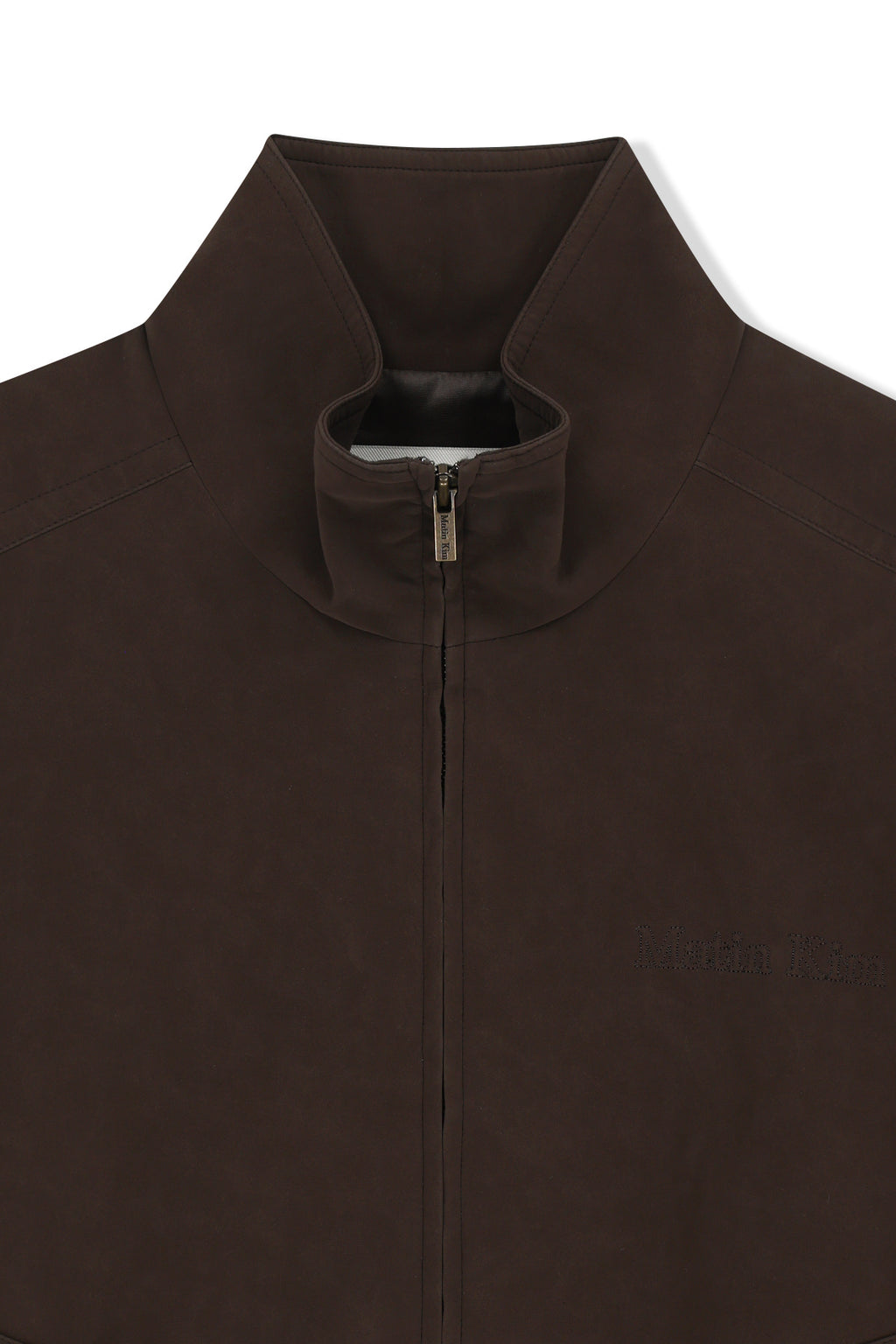 Matin Kim - Small Logo Faux Suede High Neck Jumper (Brown) product image 3 | TRAB K-Fashion Australia