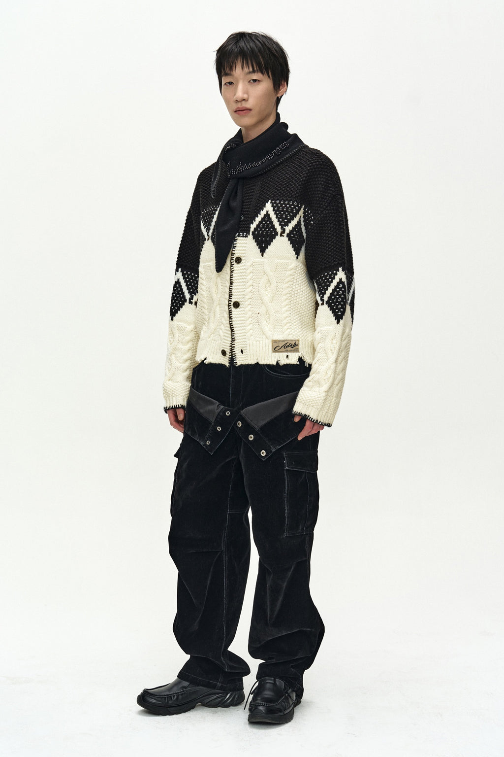 Andersson Bell - Argyle Heavy Wool Cardigan (Ecru/Black) product image 3 | TRAB K-Fashion Australia