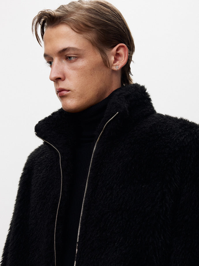 Tonywack - Wool Shaggy Fur Zippered Jacket (Black) product image 7 | TRAB K-Fashion Australia