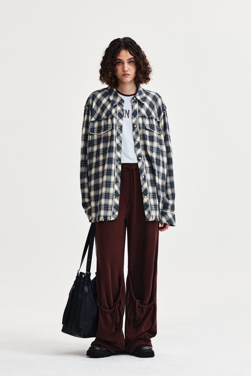 Matin Kim - Check Flannel Pocket Shirt (Navy) product image 8 | TRAB K-Fashion Australia