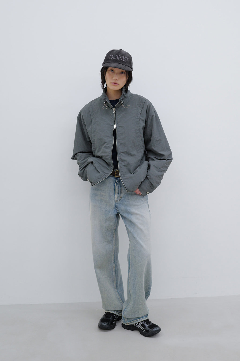 Deinet - Deinet Check Contrast Bomber Jacket (Charcoal) product image 4 | TRAB K-Fashion Australia