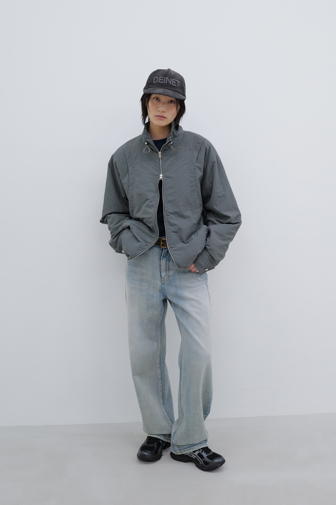 Deinet - Deinet Check Contrast Bomber Jacket (Charcoal) product image 4 | TRAB K-Fashion Australia