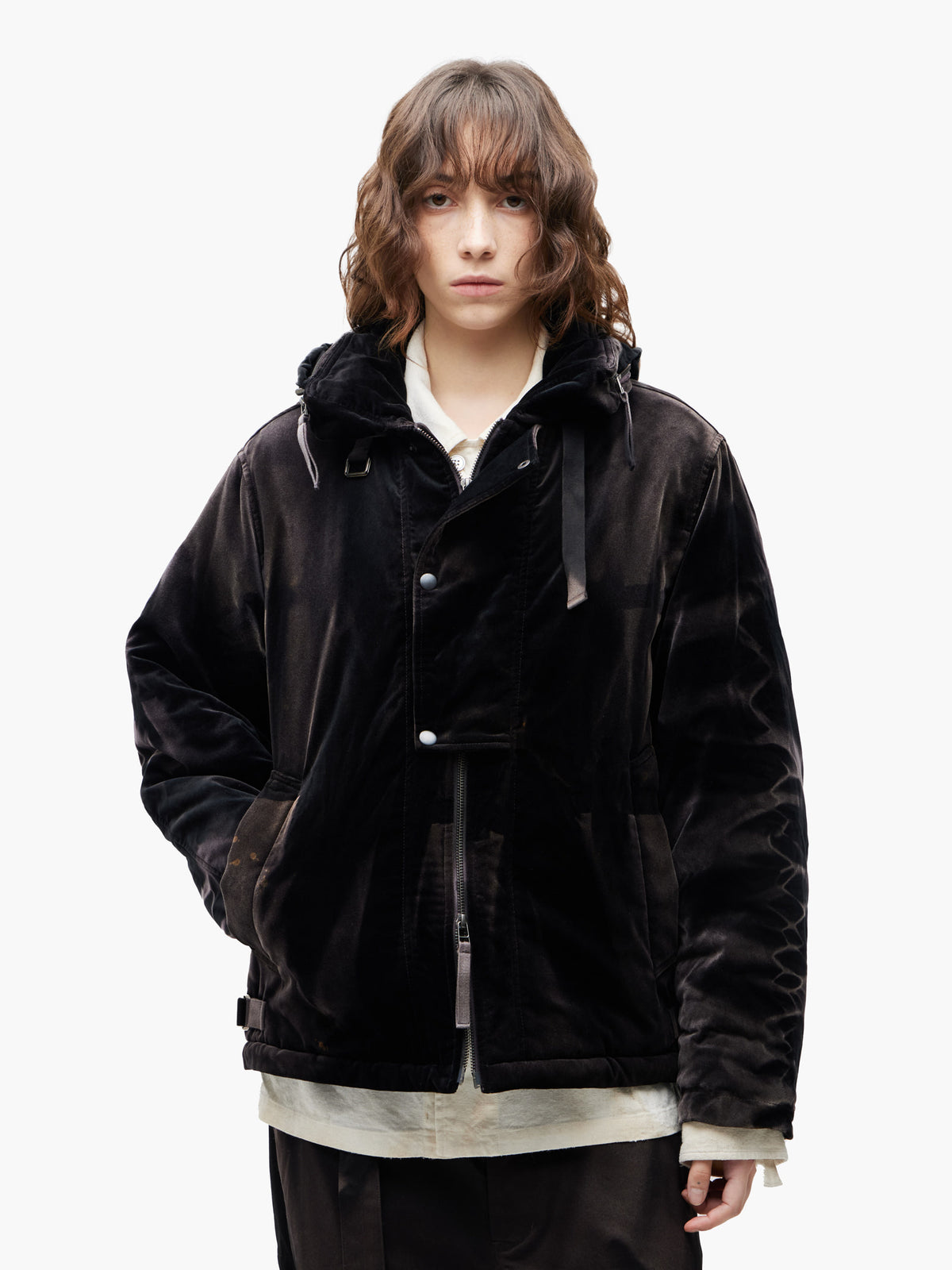 Jiyong Kim - Sun-Bleached Convertible Collar Jacket (Black) product image 4 | TRAB K-Fashion Australia