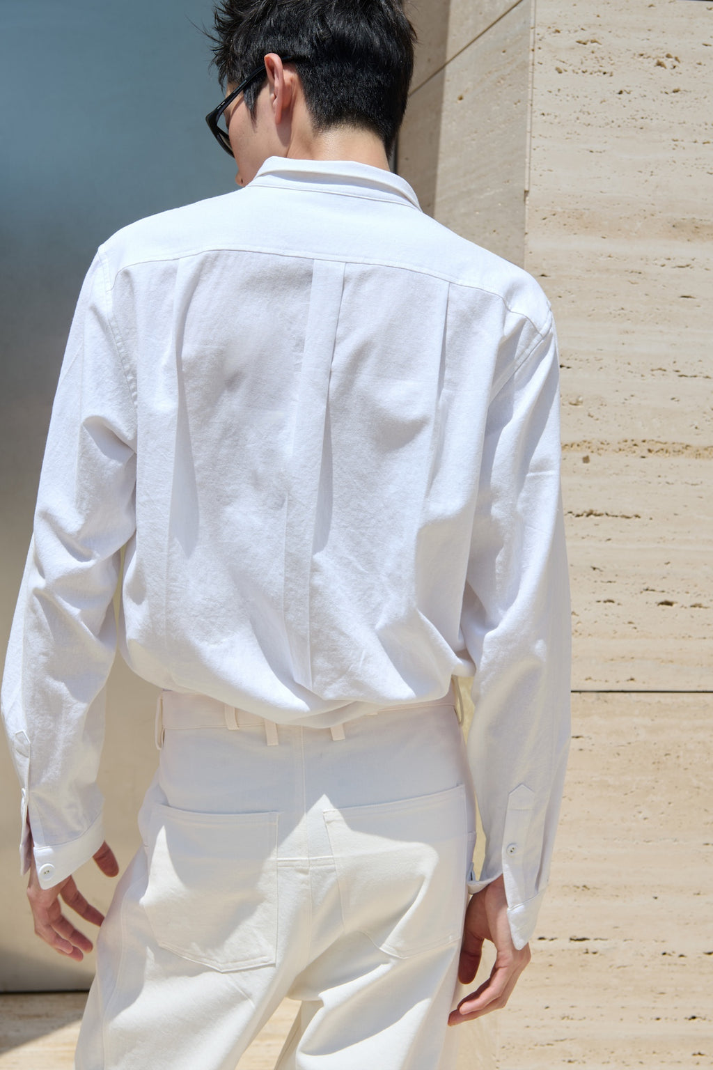 STU - Stand Collar Crease Shirt (White) product image 8 | TRAB K-Fashion Australia