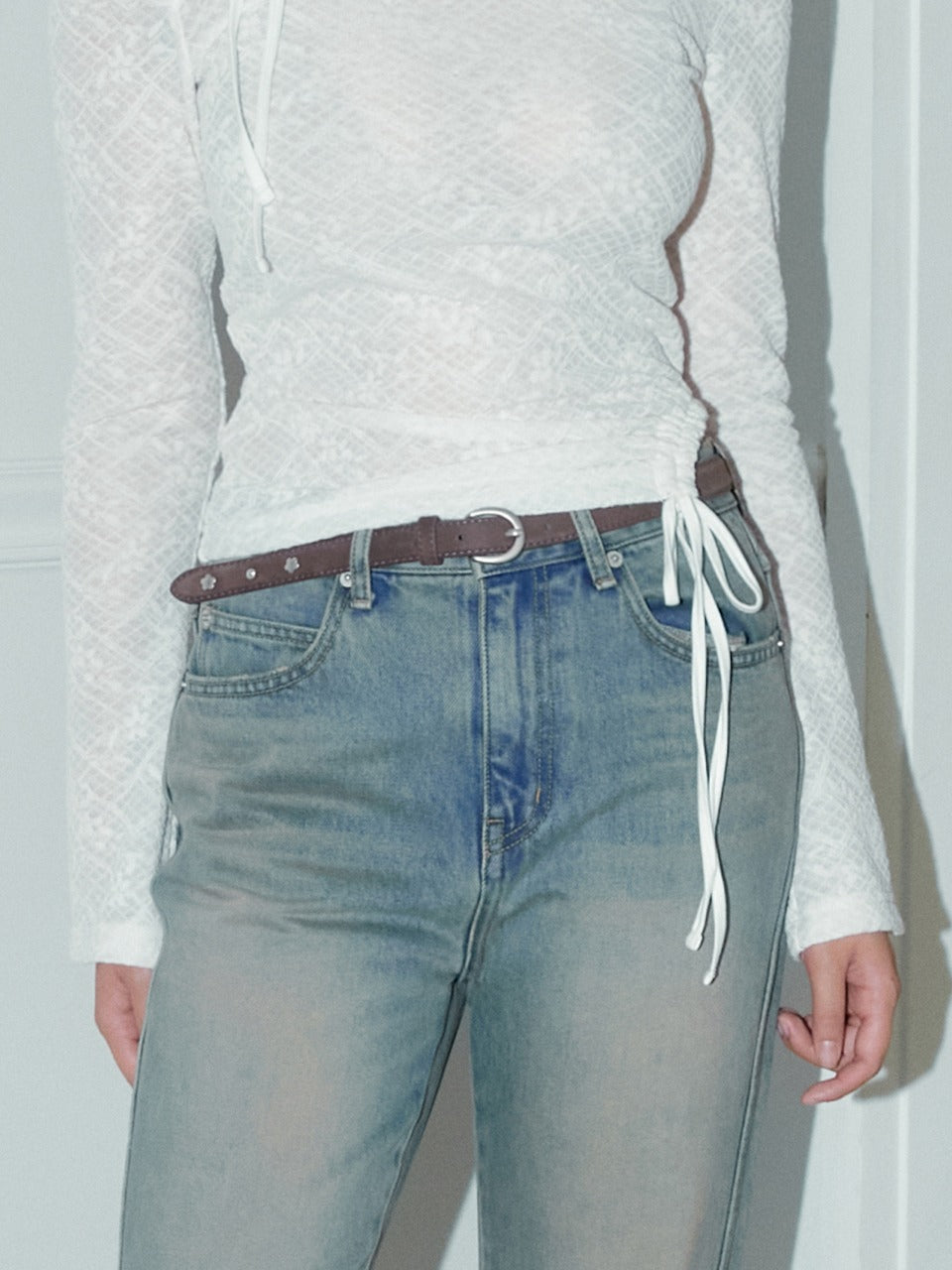 Margarin Fingers - Rivet Leather Belt (Brown) product image 1 | TRAB K-Fashion Australia