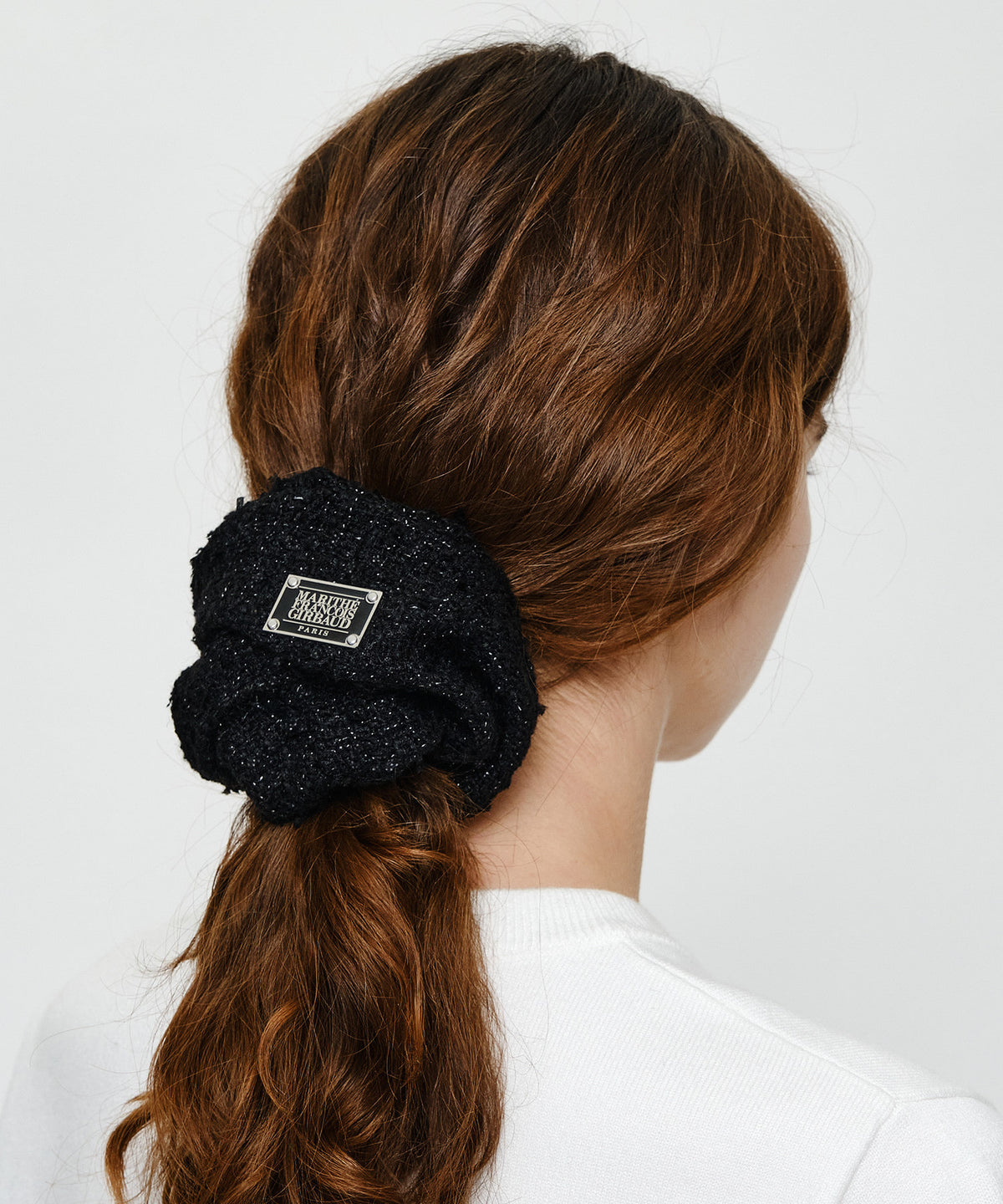 Marithe & Francois Girbaud - Classic Logo Tweed Big Scrunchie (Black) product image 5 | TRAB K-Fashion Australia