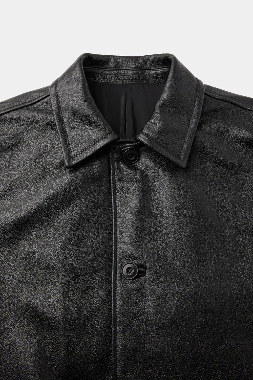 Coor - Chevron Stitched Cow Leather Car Coat (Black) product image 5 | TRAB K-Fashion Australia