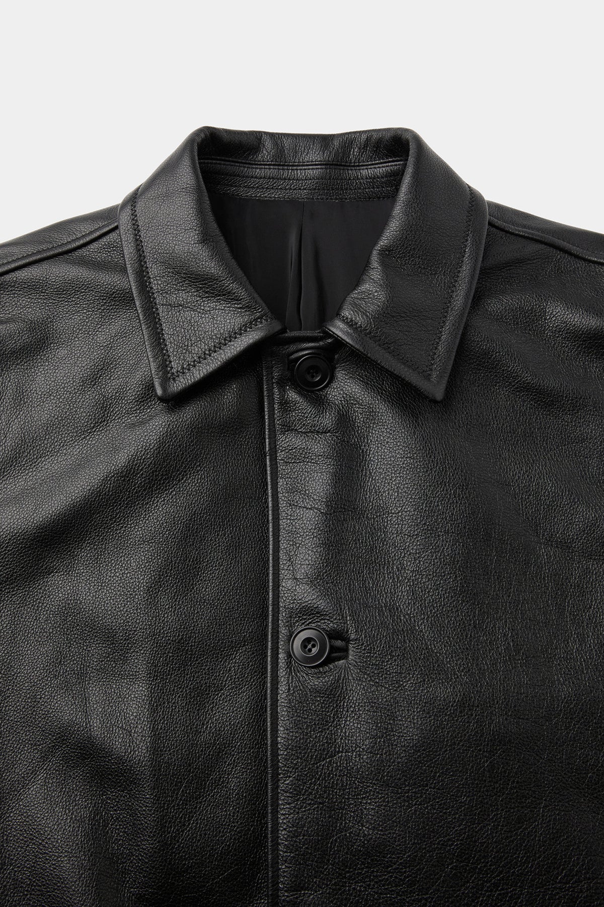 Coor - Chevron Stitched Cow Leather Car Coat (Black) product image 5 | TRAB K-Fashion Australia