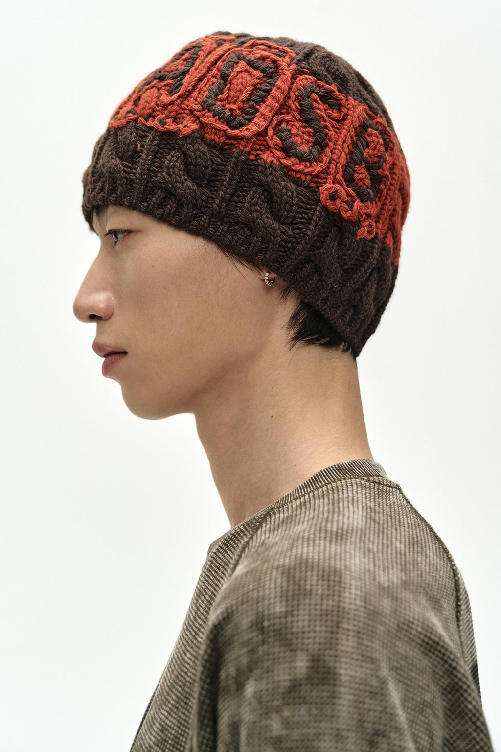 Andersson Bell - Unisex Adsb Cable Cashmere Beanie (brown/orange) (Brown/Orange) product image 4 | TRAB K-Fashion Australia