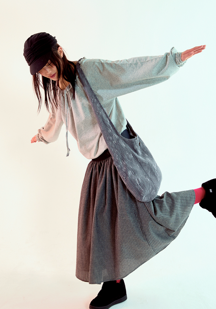 Coyseio - Double Button Stripe Skirt (Black) product image 2 | TRAB K-Fashion Australia
