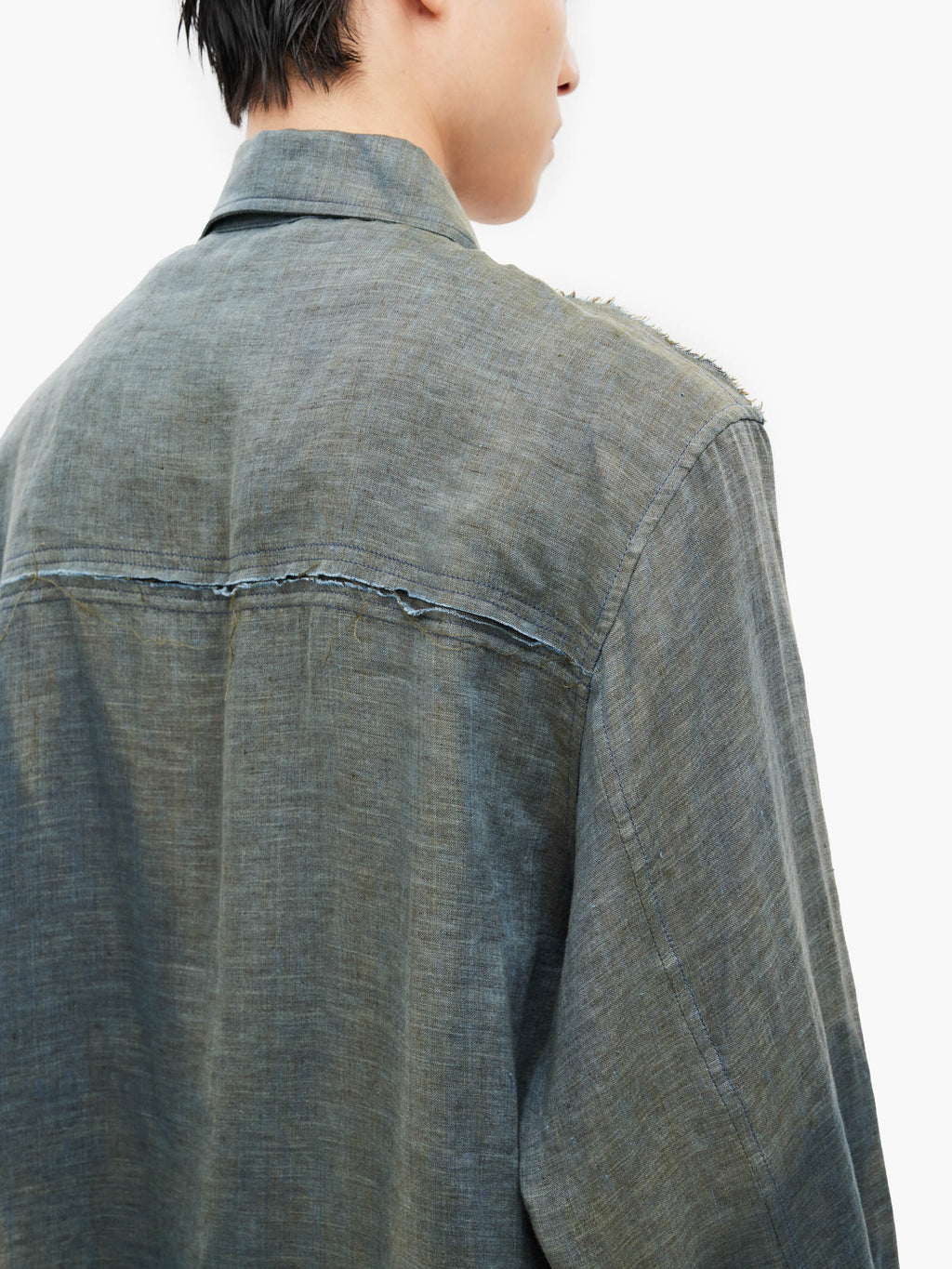Jiyong Kim - Sun-Bleached Raw Edged Shirt (Green) product image 6 | TRAB K-Fashion Australia