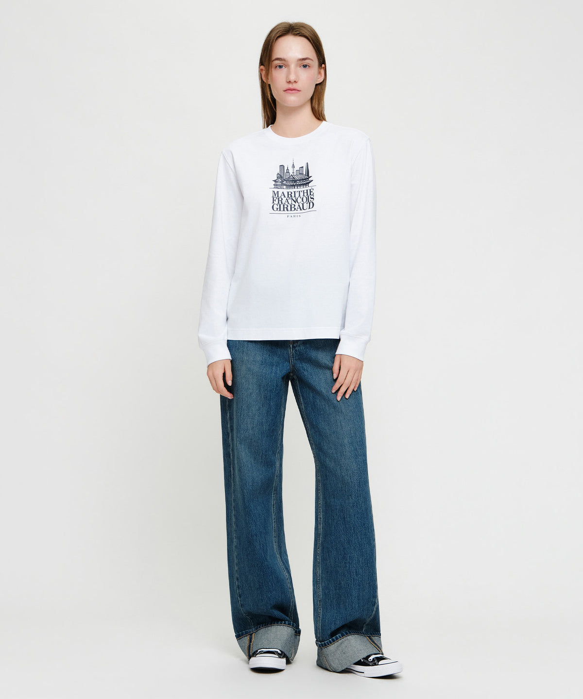 Marithe & Francois Girbaud - Seoul Exclusive Graphic Long Sleeve Tee (White) product image 5 | TRAB K-Fashion Australia