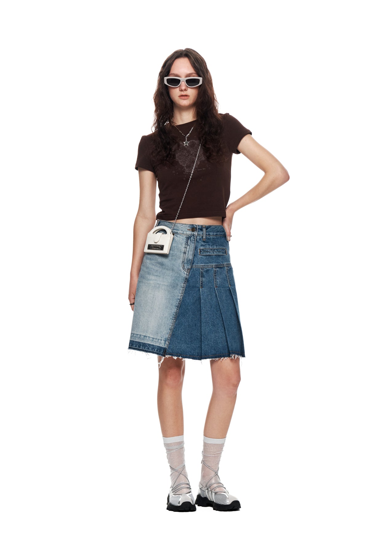 Matin Kim - Pleats Point Denim Midi Skirt (Blue) product image 9 | TRAB K-Fashion Australia