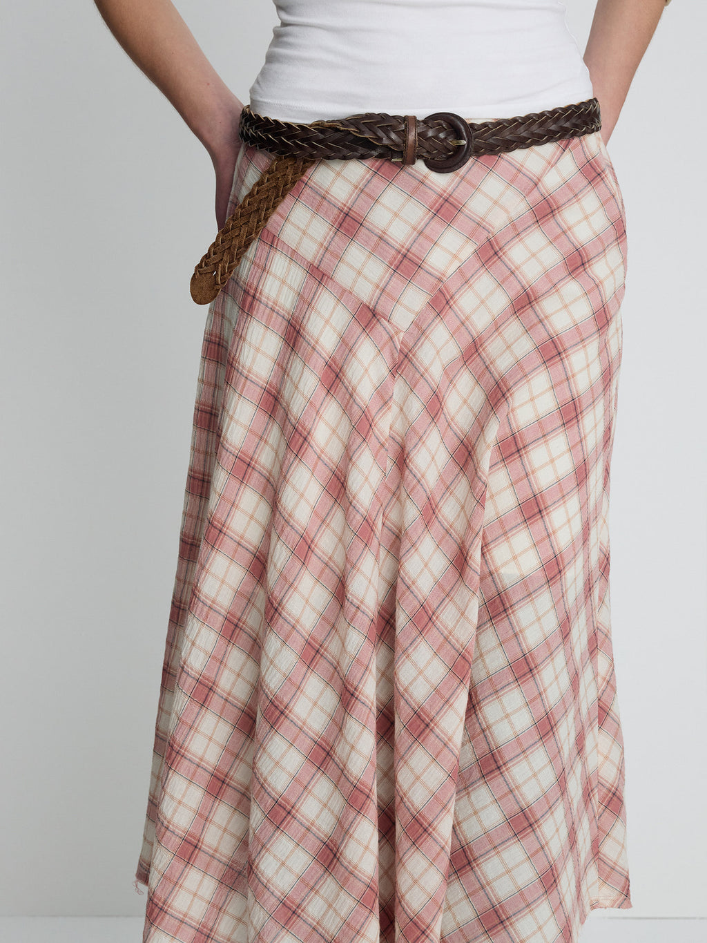 Tonywack - Cotton Check Patchwork Skirt (Pink Check) product image 7 | TRAB K-Fashion Australia
