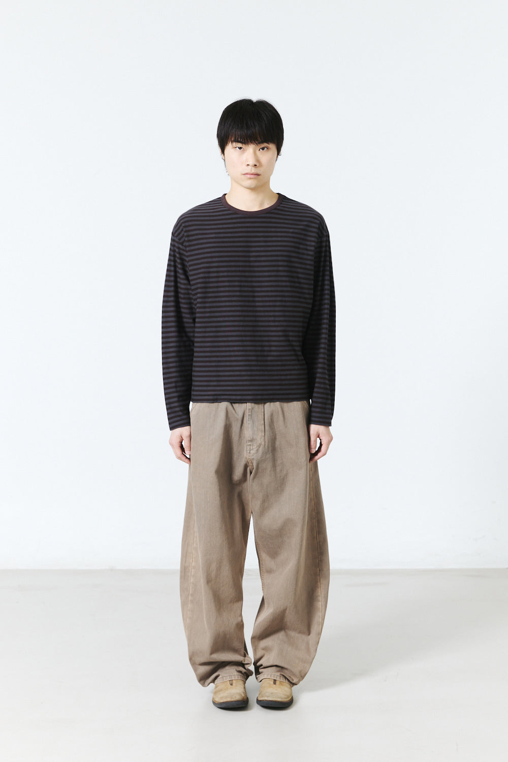 Hatchingroom - Crop Tee Stripe (Brown/Charcoal) product image 6 | TRAB K-Fashion Australia