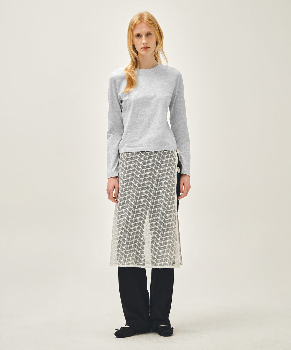 Marithe & Francois Girbaud - Regular Logo Long Sleeve Tee (Light Heather Gray) product image 5 | TRAB K-Fashion Australia