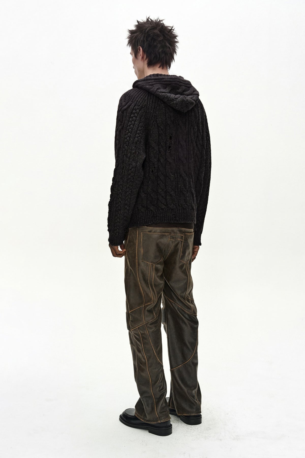 Andersson Bell - Fisherman Cable Half Zip-Up Hoodie (Charcoal) product image 3 | TRAB K-Fashion Australia