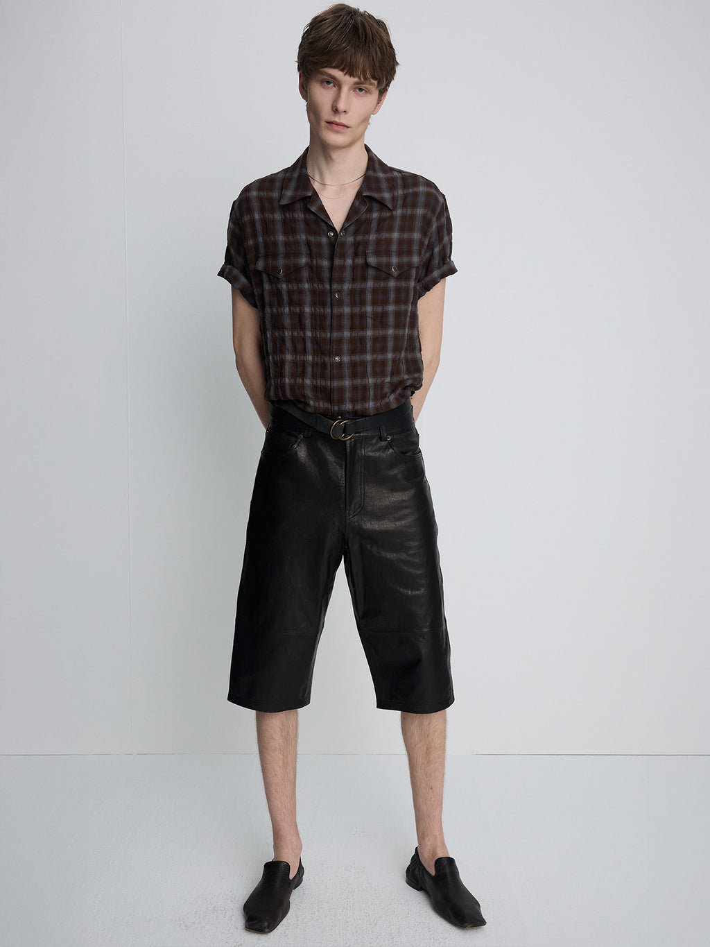 Tonywack - Checked Cotton Rayon Shirt (Umber/Slate Blue) product image 8 | TRAB K-Fashion Australia
