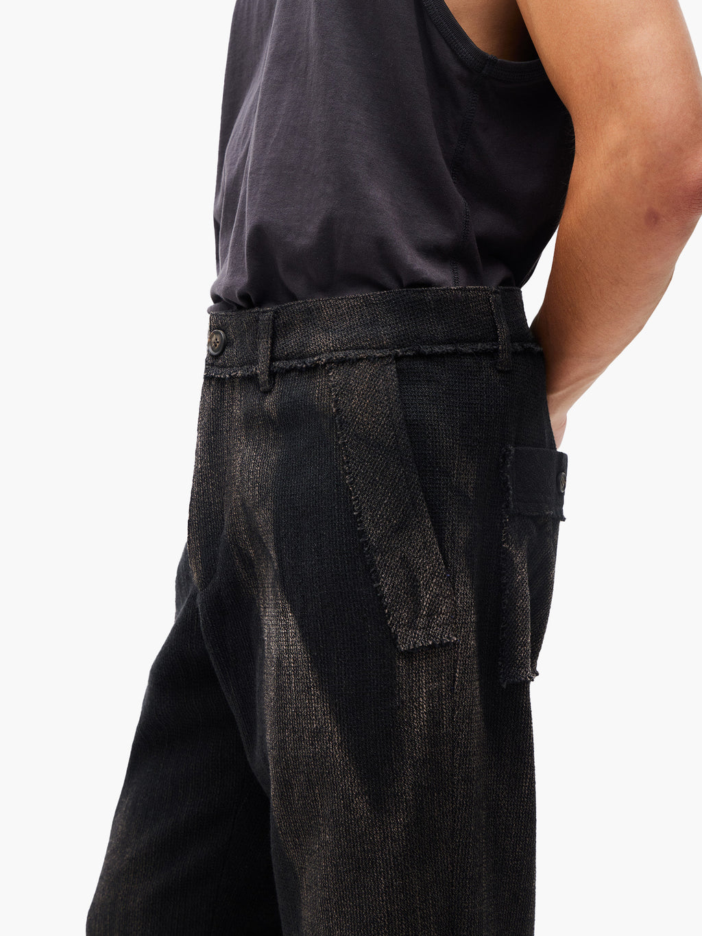 Jiyong Kim - Sun-Bleached Raw-Edge Straight Trousers (Black) product image 6 | TRAB K-Fashion Australia