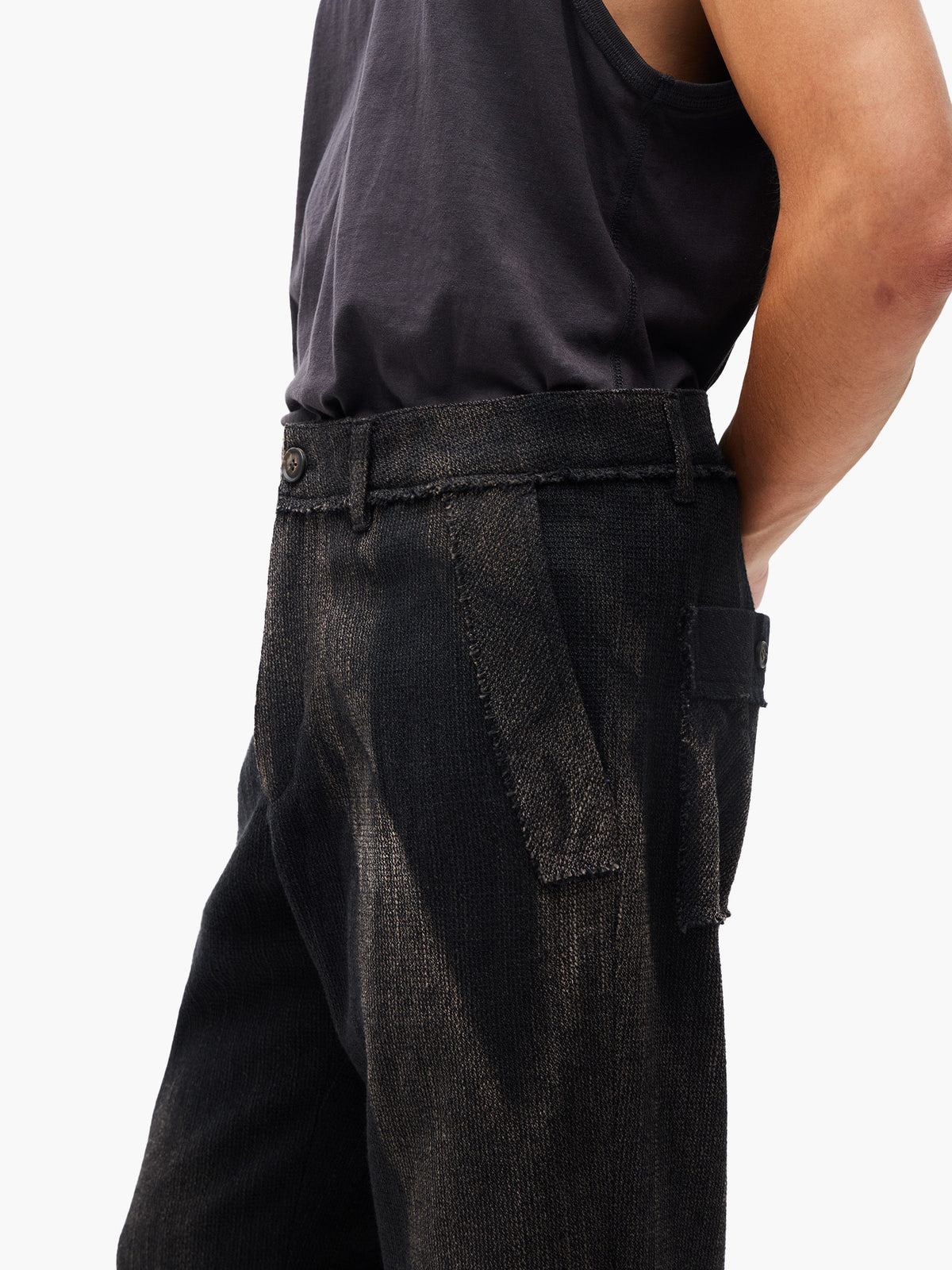 Jiyong Kim - Sun-Bleached Raw-Edge Straight Trousers (Black) product image 6 | TRAB K-Fashion Australia