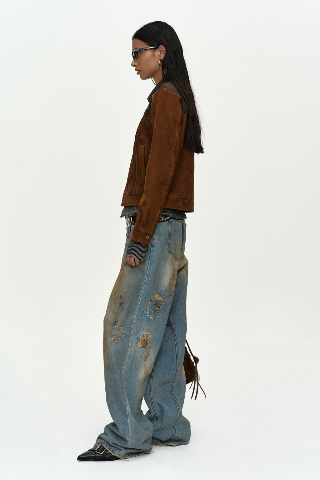Andersson Bell - Unisex Destroyed Wide-Leg Jeans (Blue) product image 3 | TRAB K-Fashion Australia
