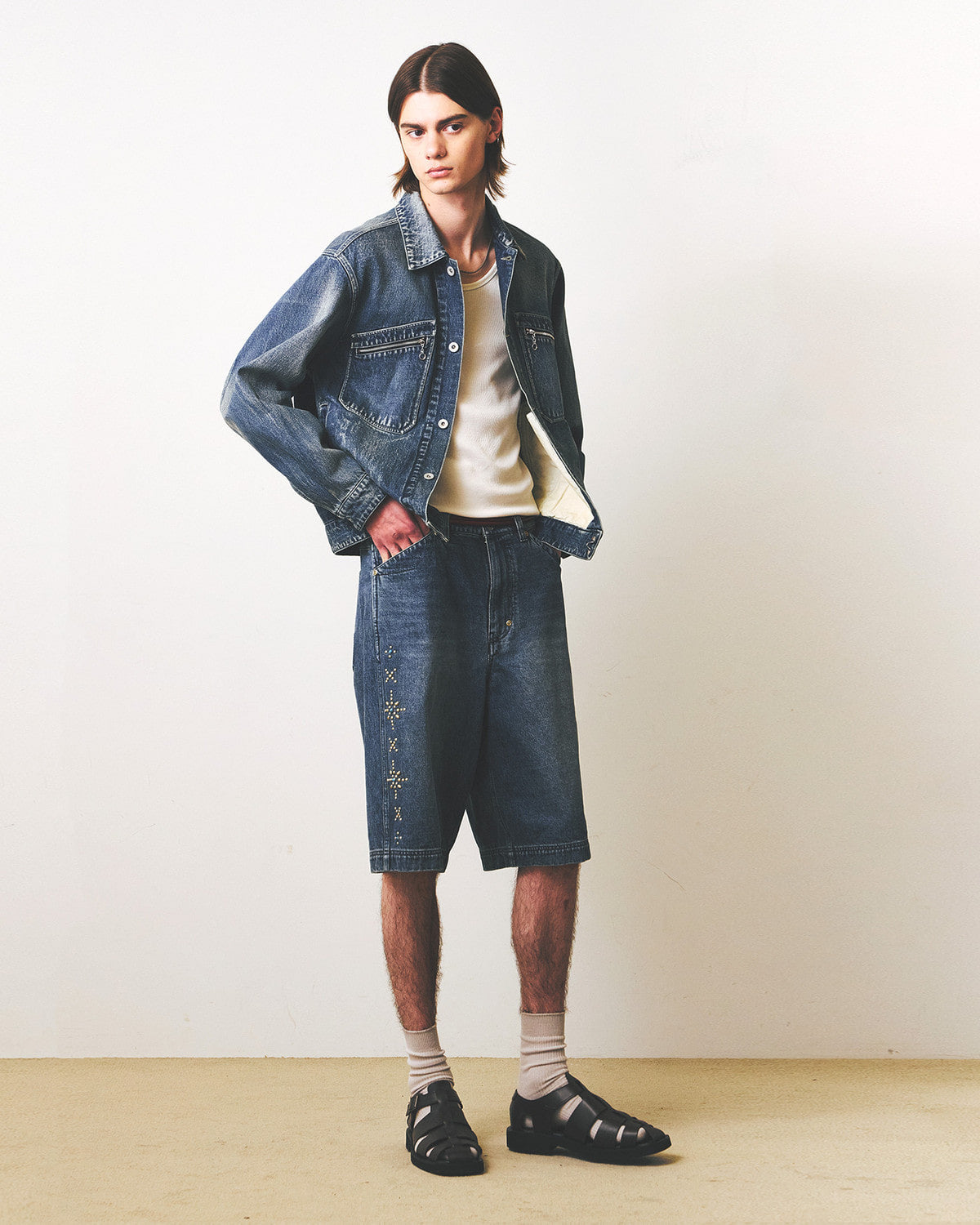 Eastlogue - Rockabilly Curved Shorts (Vintage Indigo) product image 2 | TRAB K-Fashion Australia