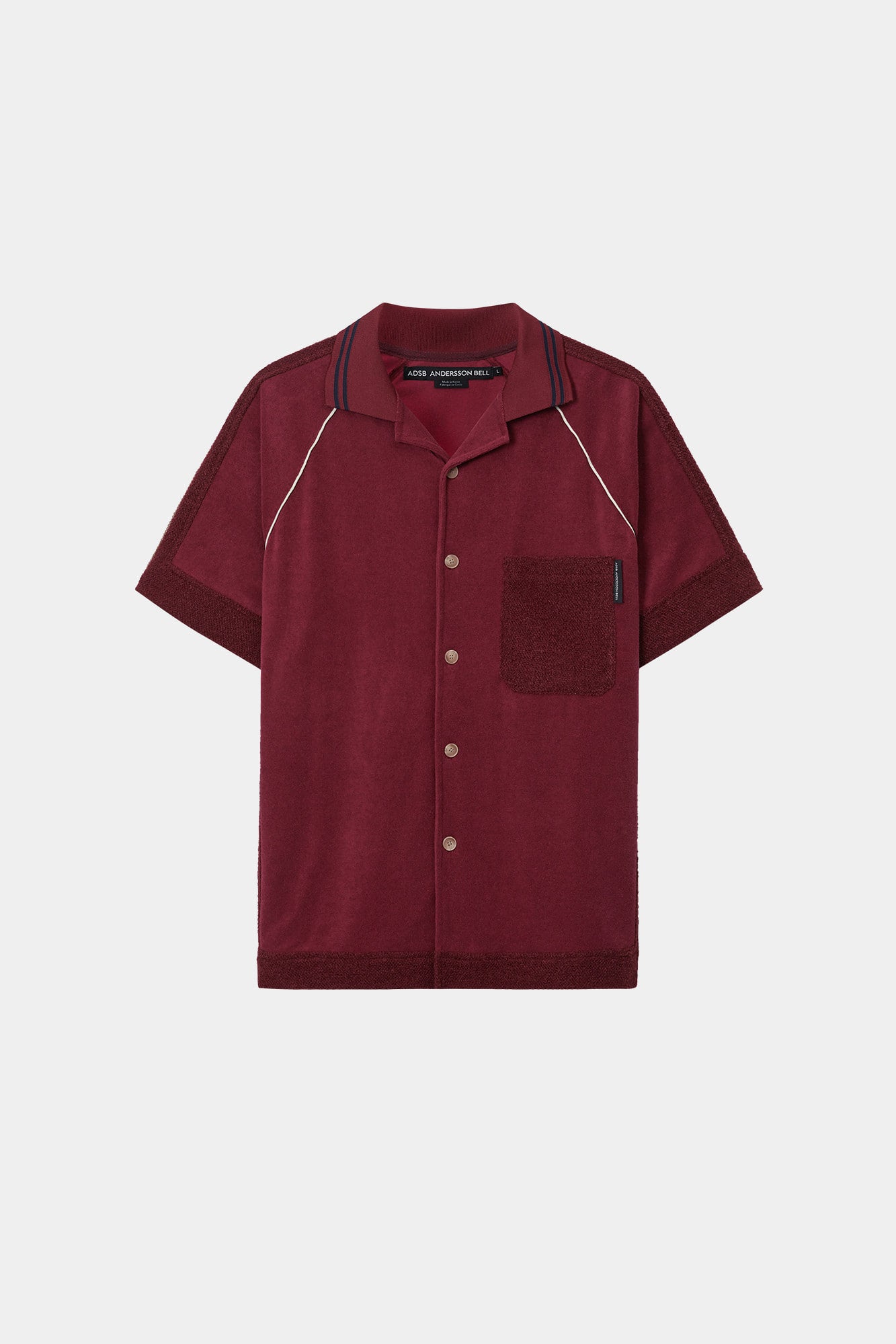 Andersson Bell - Lagos Terry Open Collar Shirt (Wine) product image 10 | TRAB K-Fashion Australia