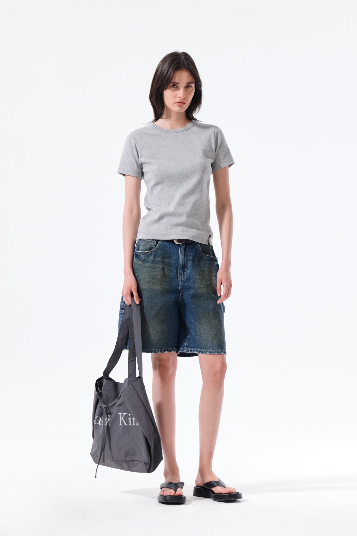 Matin Kim - Carpenter Bermuda Denim Pants (Blue) product image 10 | TRAB K-Fashion Australia