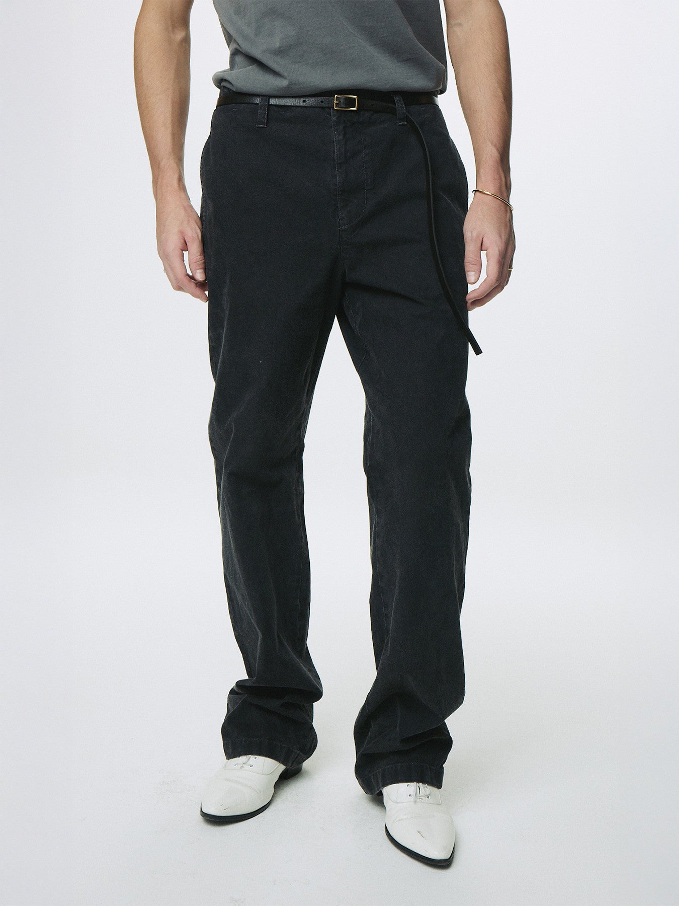 Tonywack - Garment Dyed Cotton Straight Pants (Faded Black) product image 1 | TRAB K-Fashion Australia