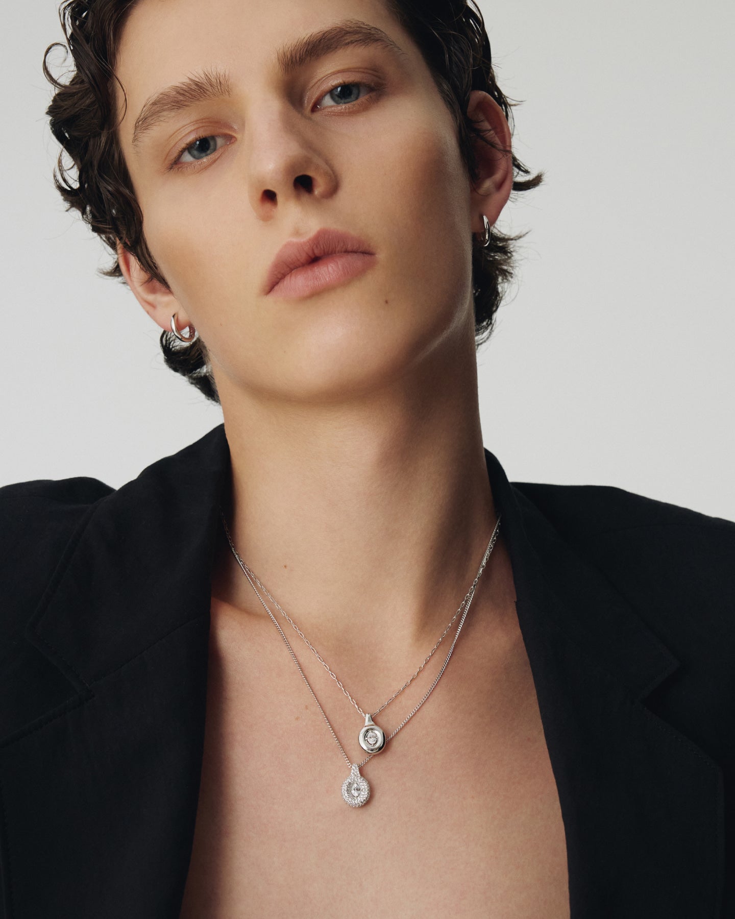 Numbering - Oval Solitaire Pendant Necklace with a  Dimensional Pave Frame #3802 product image 5 | TRAB K-Fashion Australia