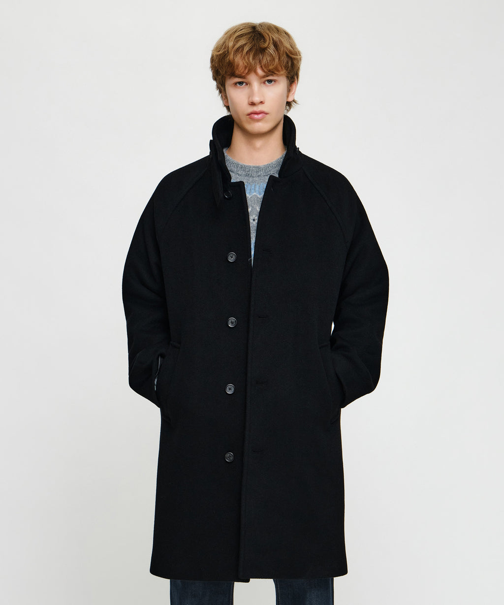 Marithe & Francois Girbaud - Wool Blend Long Balmacaan Coat (Black) product image 1 | TRAB K-Fashion Australia
