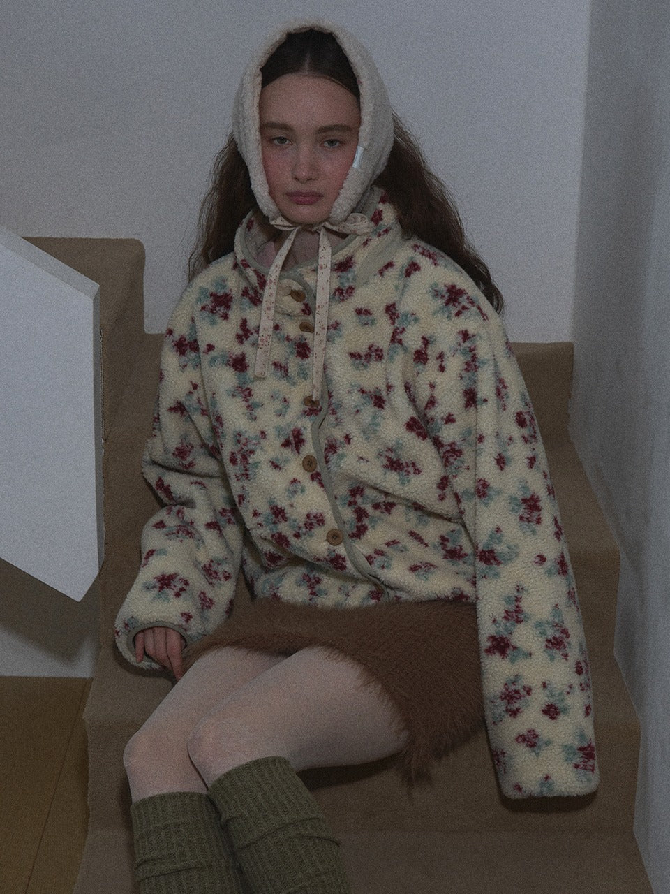 Margarin Fingers - [pre-Order – Ships October 30] Floral Fleece Jacket (butter) product image 1 | TRAB K-Fashion Australia