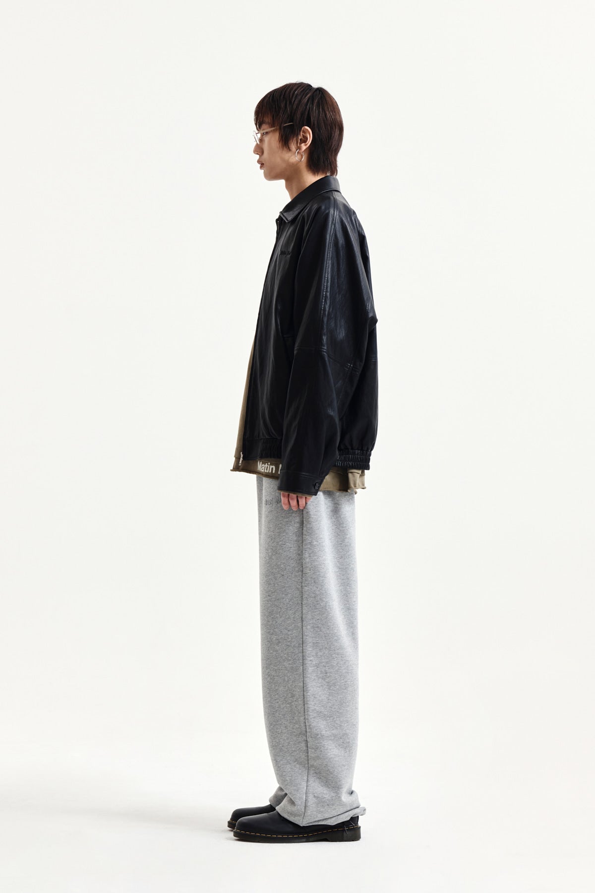Matin Kim - Small Logo Quilted Faux Leather Zip Up Jumper (Black) product image 12 | TRAB K-Fashion Australia