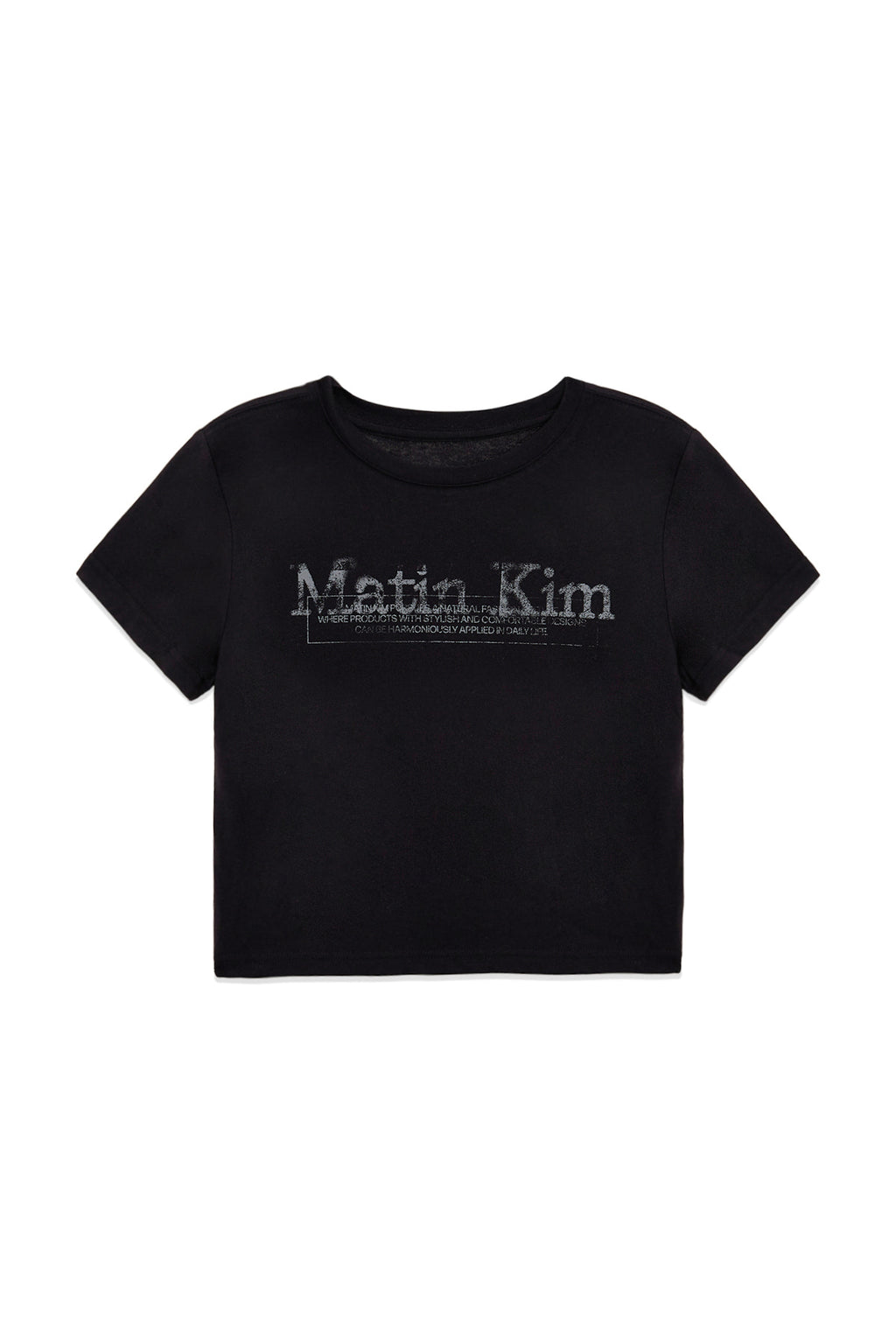 Matin Kim - Stamp Logo Graphic Crop Top (Black) product image 2 | TRAB K-Fashion Australia