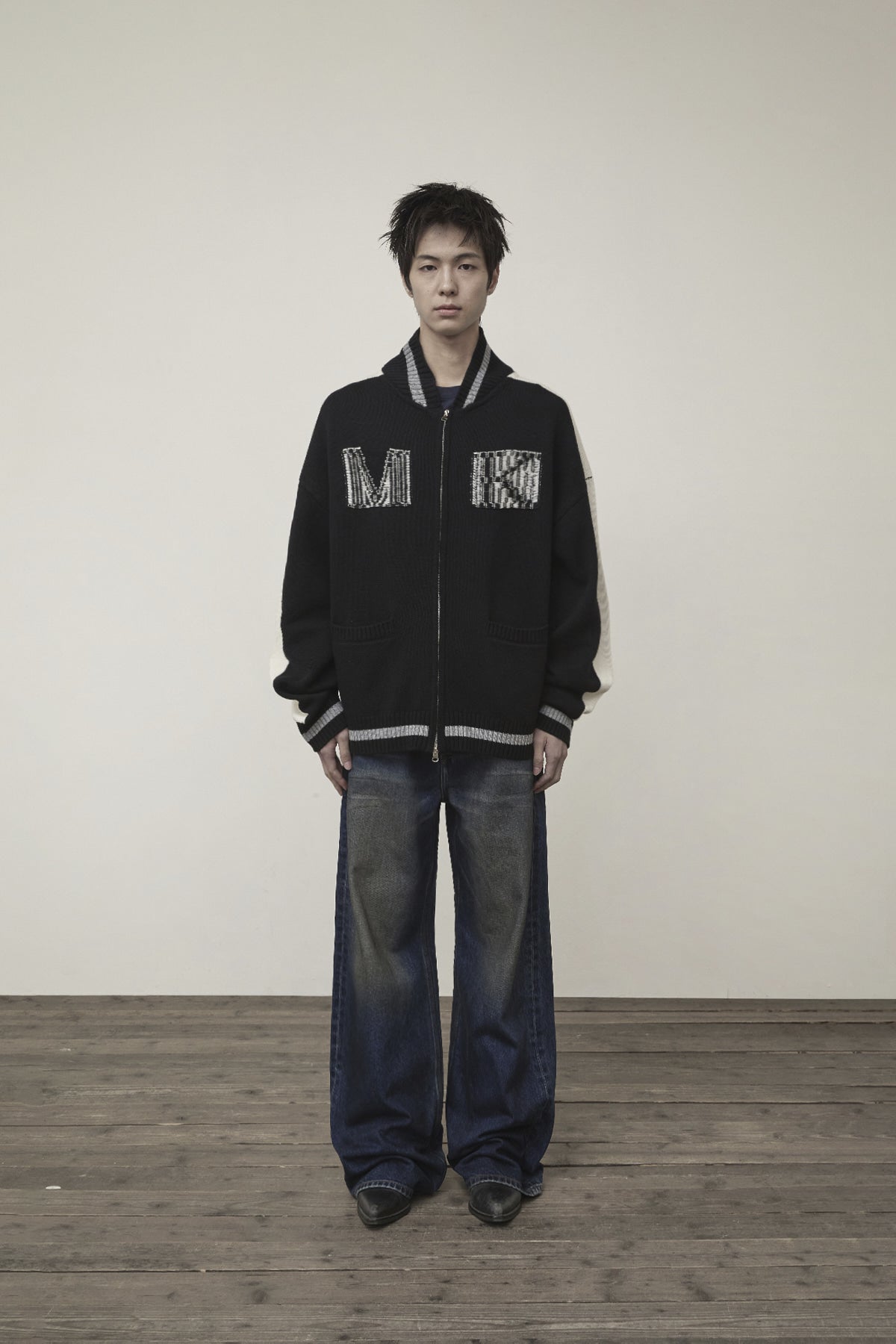 Matin Kim - Matin Kim Initial Knit Zip Up (Black) product image 10 | TRAB K-Fashion Australia
