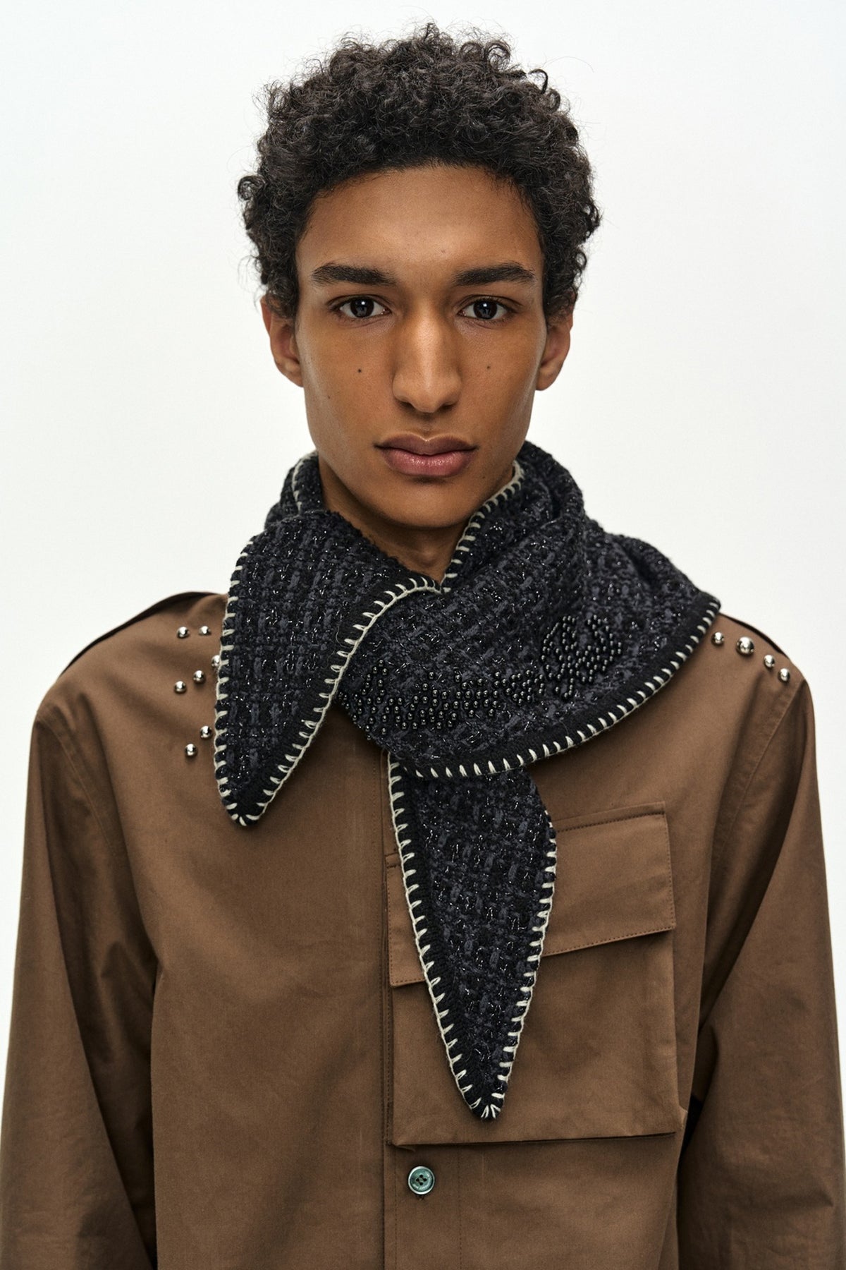 Andersson Bell - Unisex Kint Neck Scarf (Black Tweed) product image 1 | TRAB K-Fashion Australia