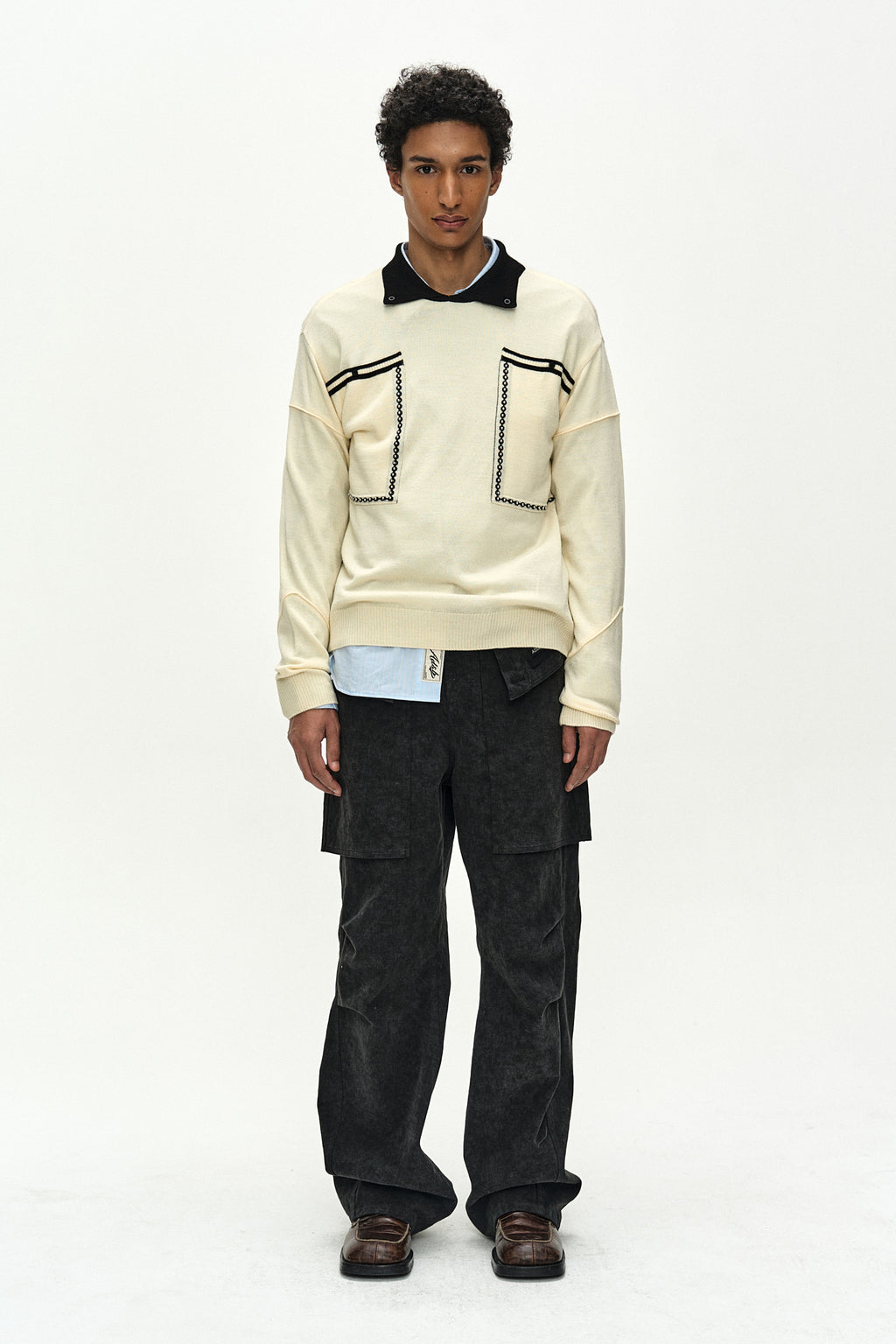 Andersson Bell - Big Pocket Polo Sweater (ecru) (Ecru) product image 2 | TRAB K-Fashion Australia
