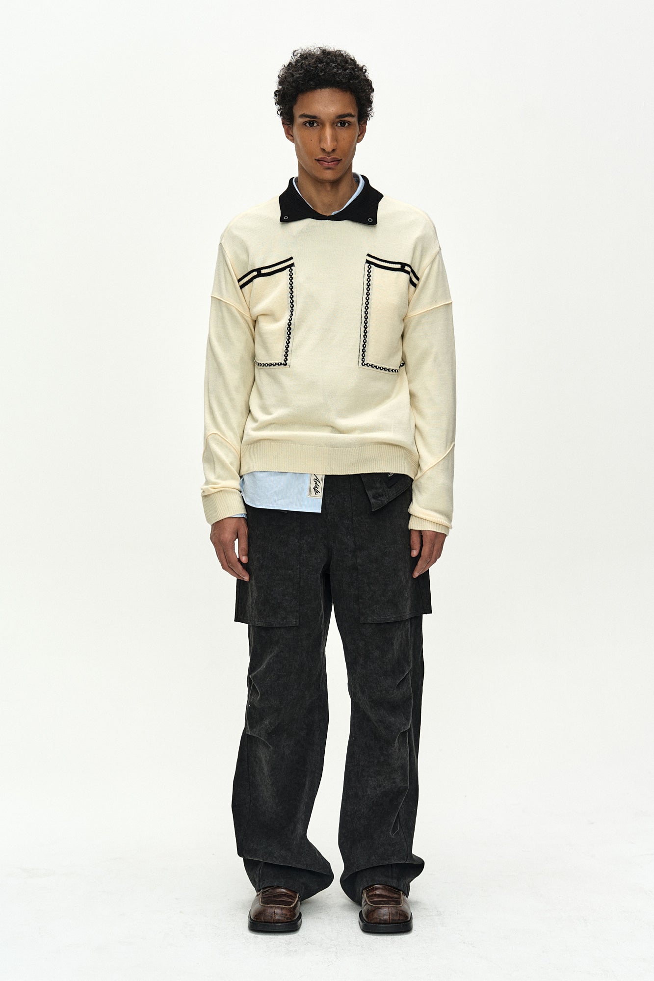 Andersson Bell - Big Pocket Polo Sweater (ecru) (Ecru) product image 2 | TRAB K-Fashion Australia