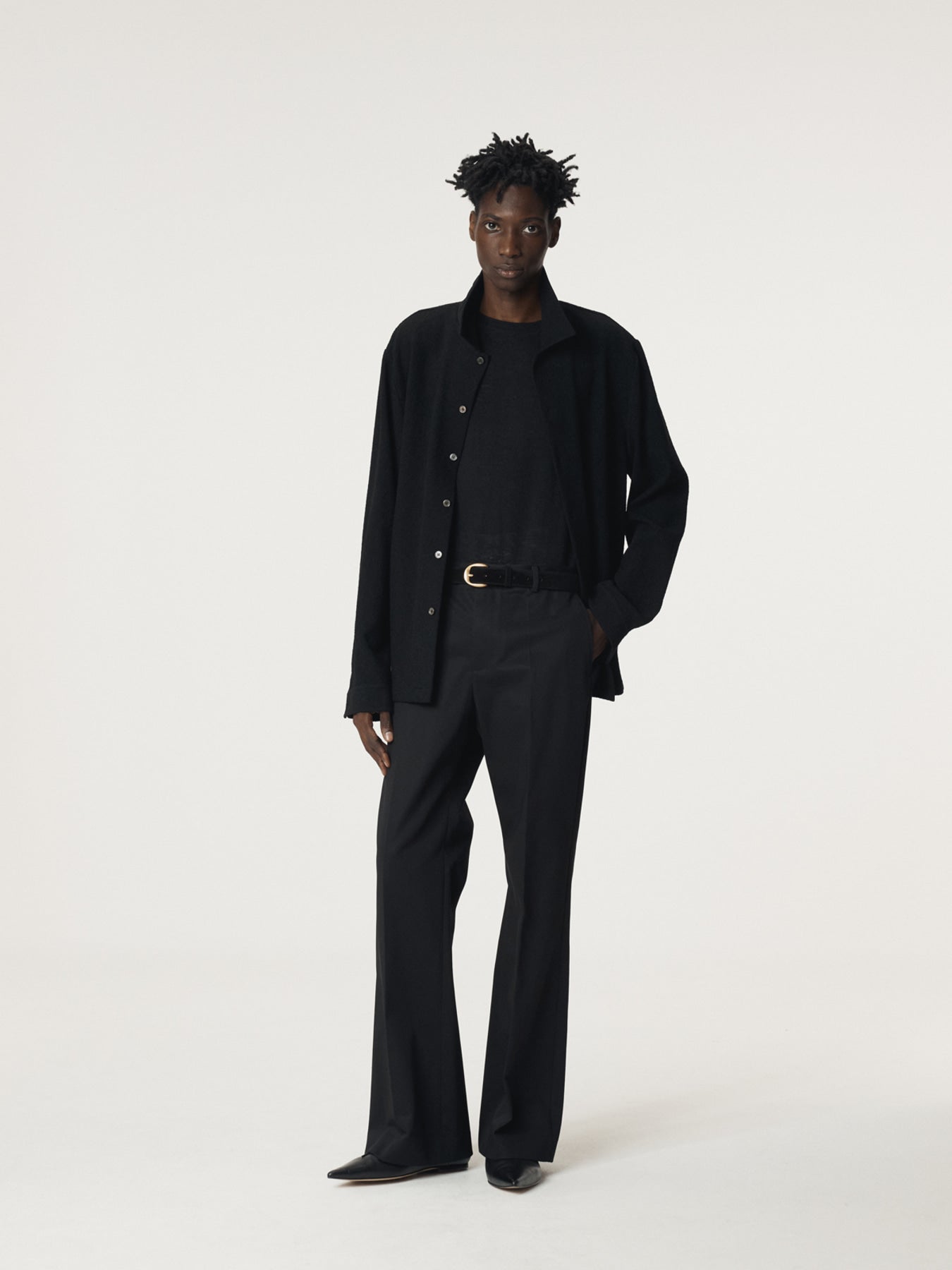 Recto - Wool Tweed Soft Shirt (Black) product image 2 | TRAB K-Fashion Australia