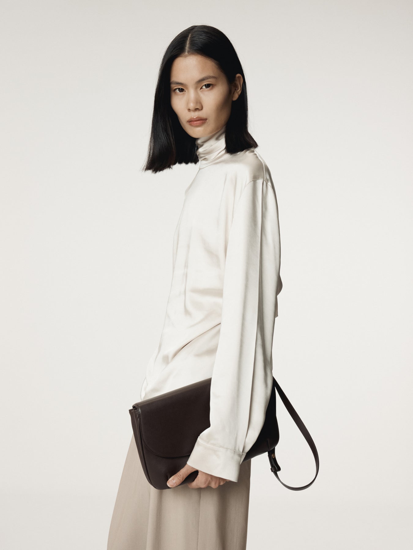 Recto - Open Back Scarf Satin Blouse (Pale Beige) product image 6 | TRAB K-Fashion Australia