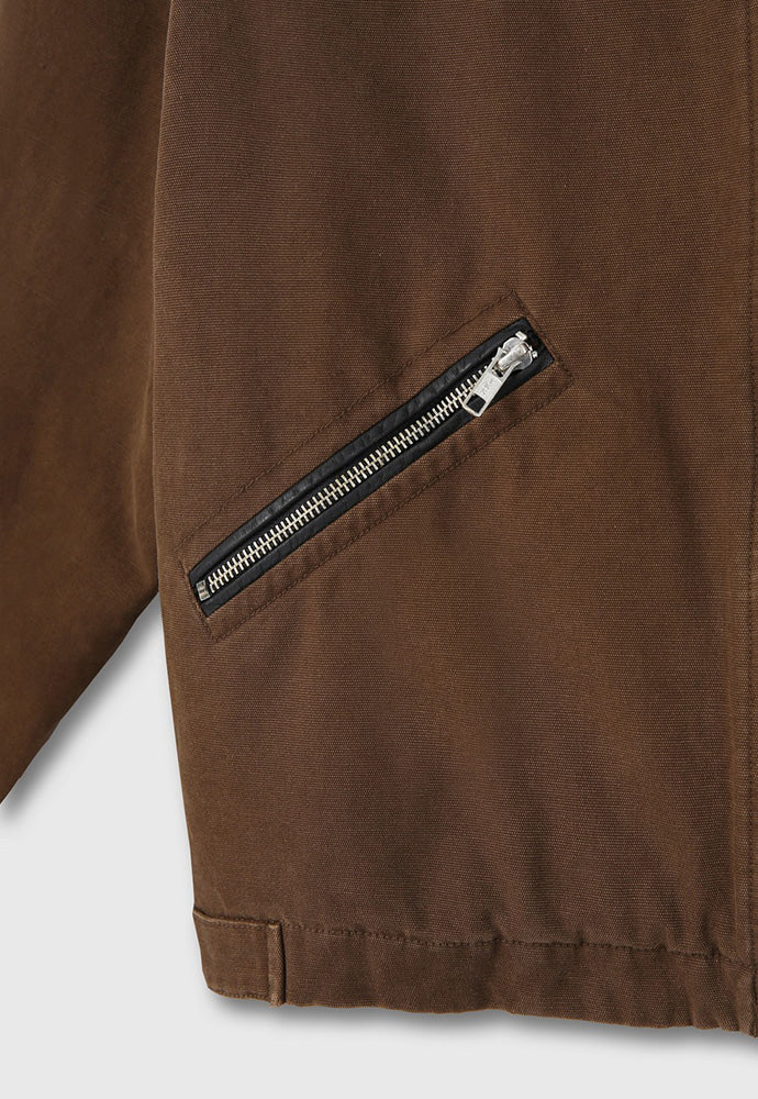 Tonywack - Leather Collar Garment-Washed Zip Work Jacket (Brown) product image 17 | TRAB K-Fashion Australia