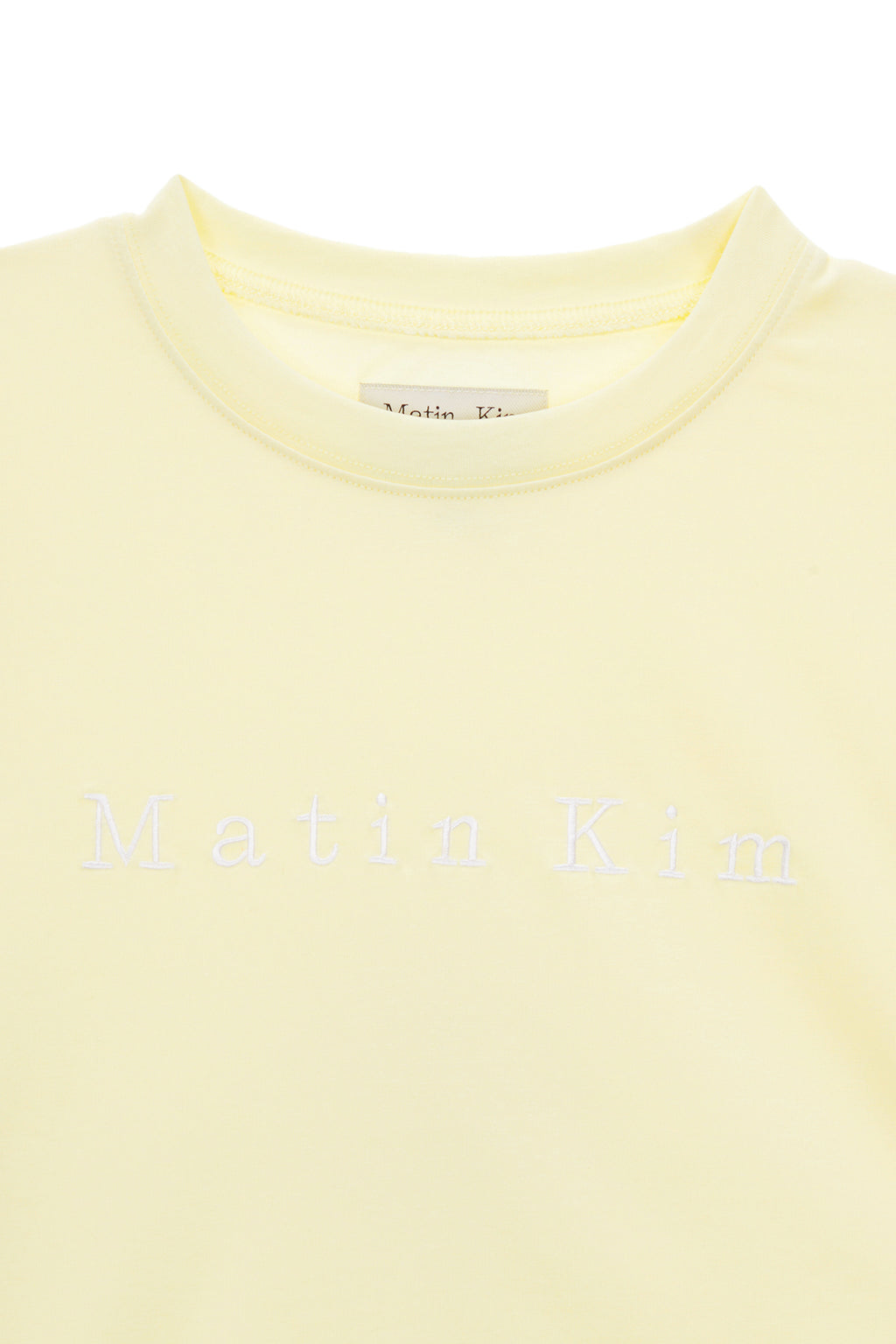 Matin Kim - Matin Embroidery Logo Crop Top (Light Yellow) product image 3 | TRAB K-Fashion Australia