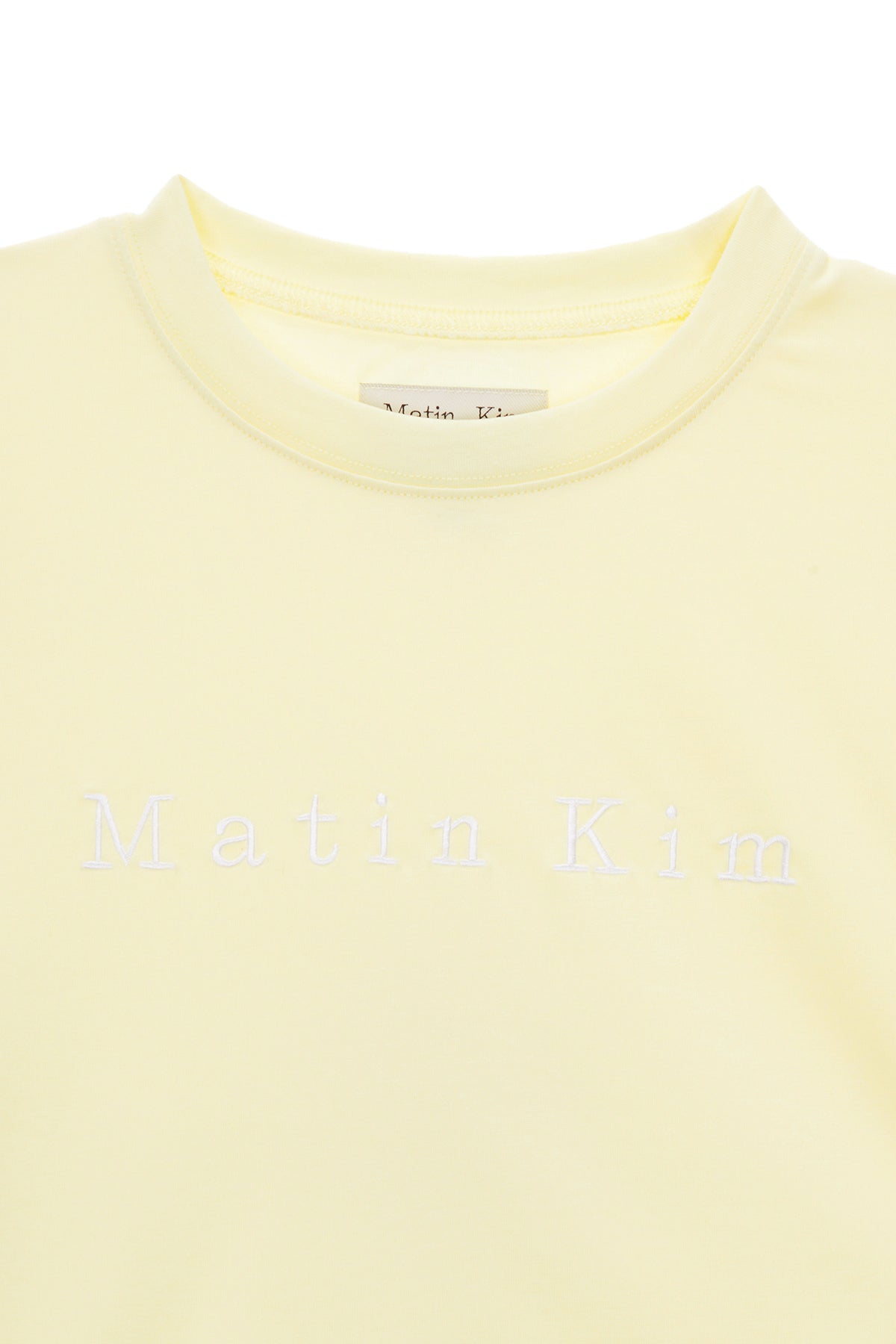 Matin Kim - Matin Embroidery Logo Crop Top (Light Yellow) product image 3 | TRAB K-Fashion Australia