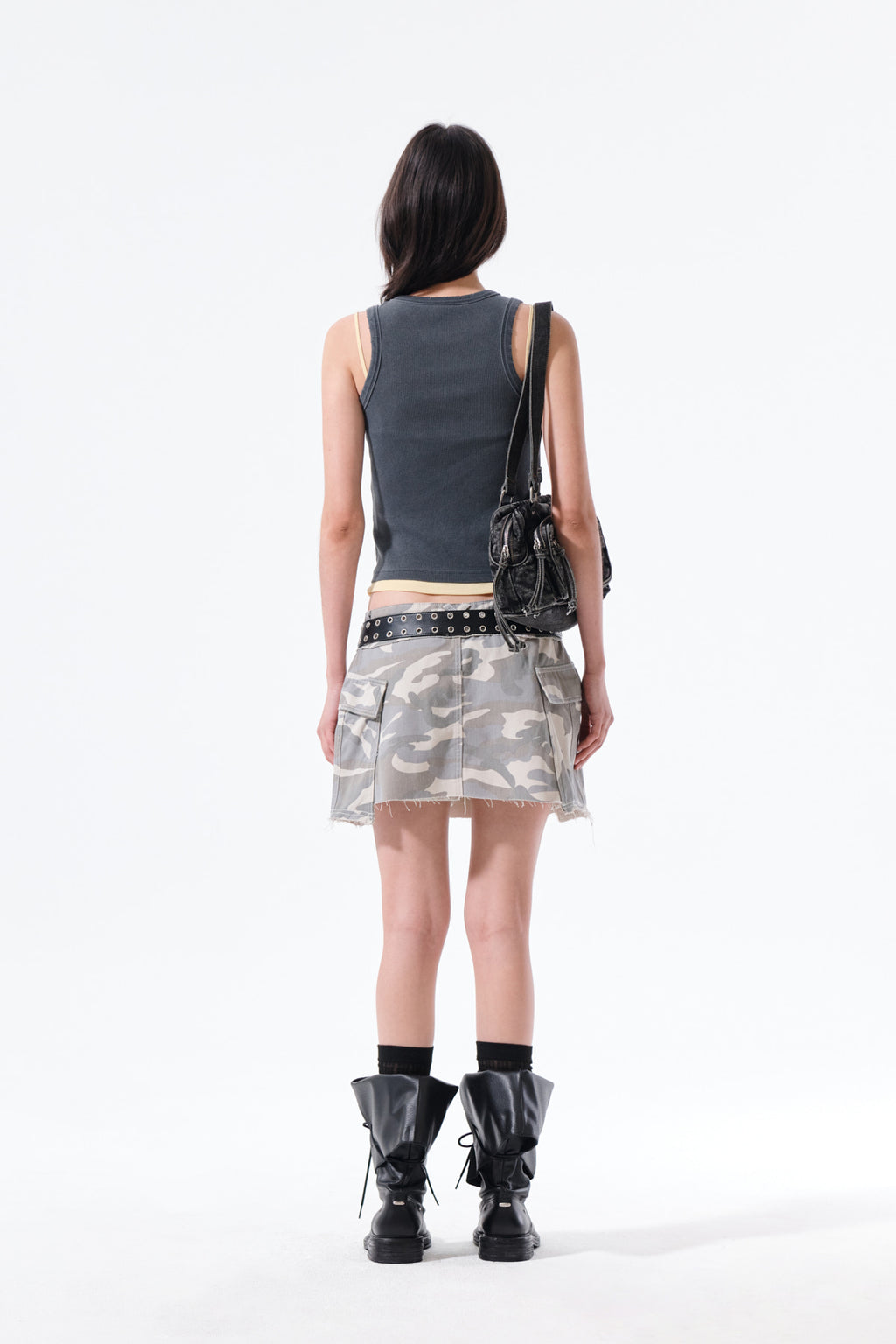 Matin Kim - Cargo Mini Denim Skort (Beige) product image 9 | TRAB K-Fashion Australia