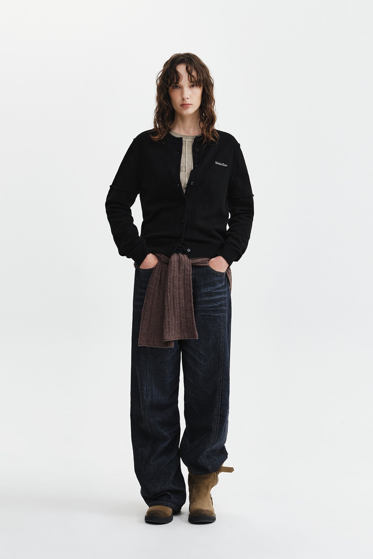 Matin Kim - Cashmere Blended Cutline Round Cardigan (Black) product image 10 | TRAB K-Fashion Australia