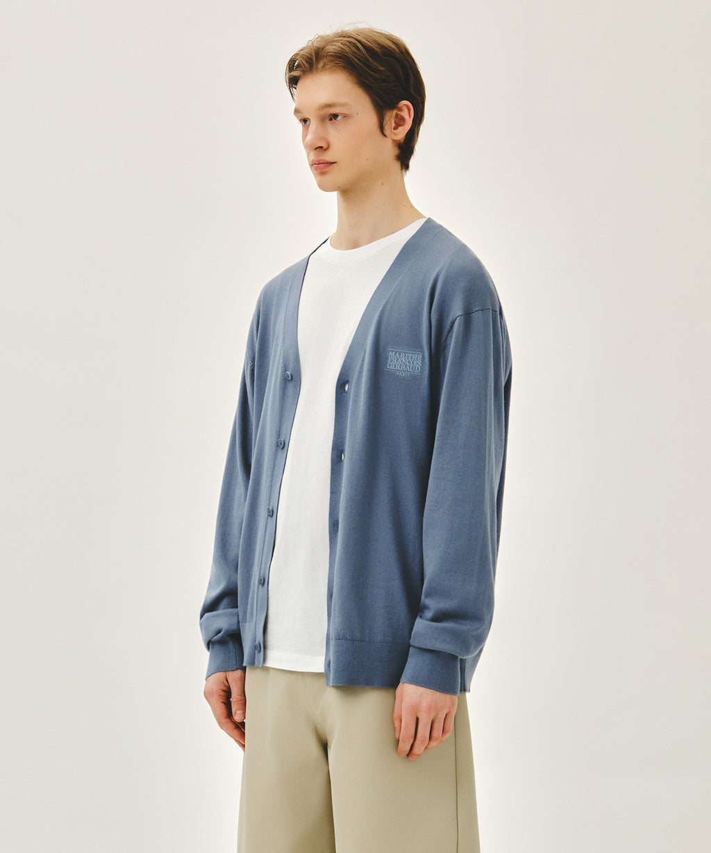 Marithe & Francois Girbaud - Small Classic Logo V-neck Knit Cardigan (Vintage Blue) product image 2 | TRAB K-Fashion Australia