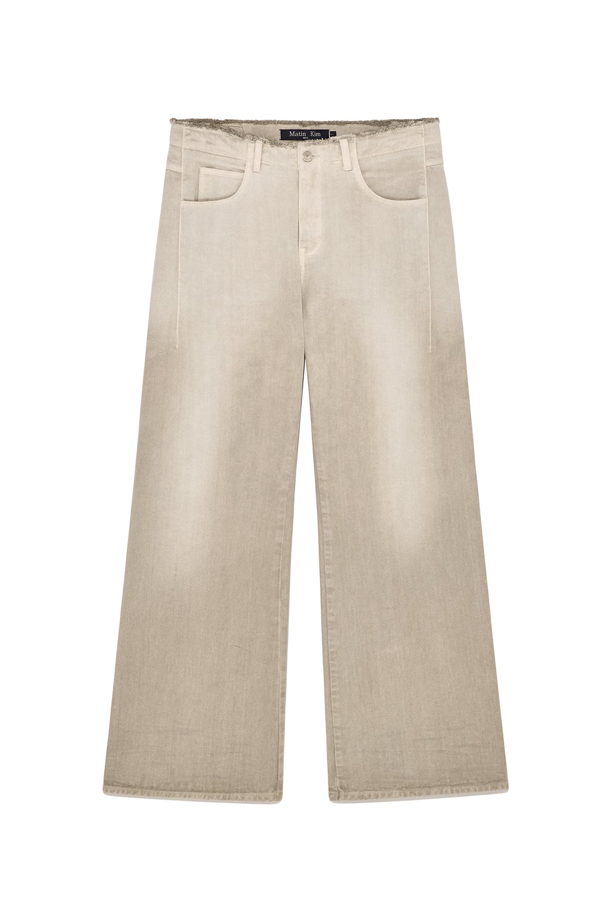 Matin Kim - Back Pintuck Waistless Denim Pants (Light Beige) product image 1 | TRAB K-Fashion Australia