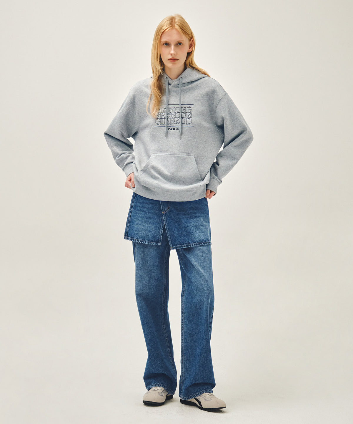 Marithe & Francois Girbaud - Classic Logo Applique Mix Hoodie (Heather Gray) product image 5 | TRAB K-Fashion Australia