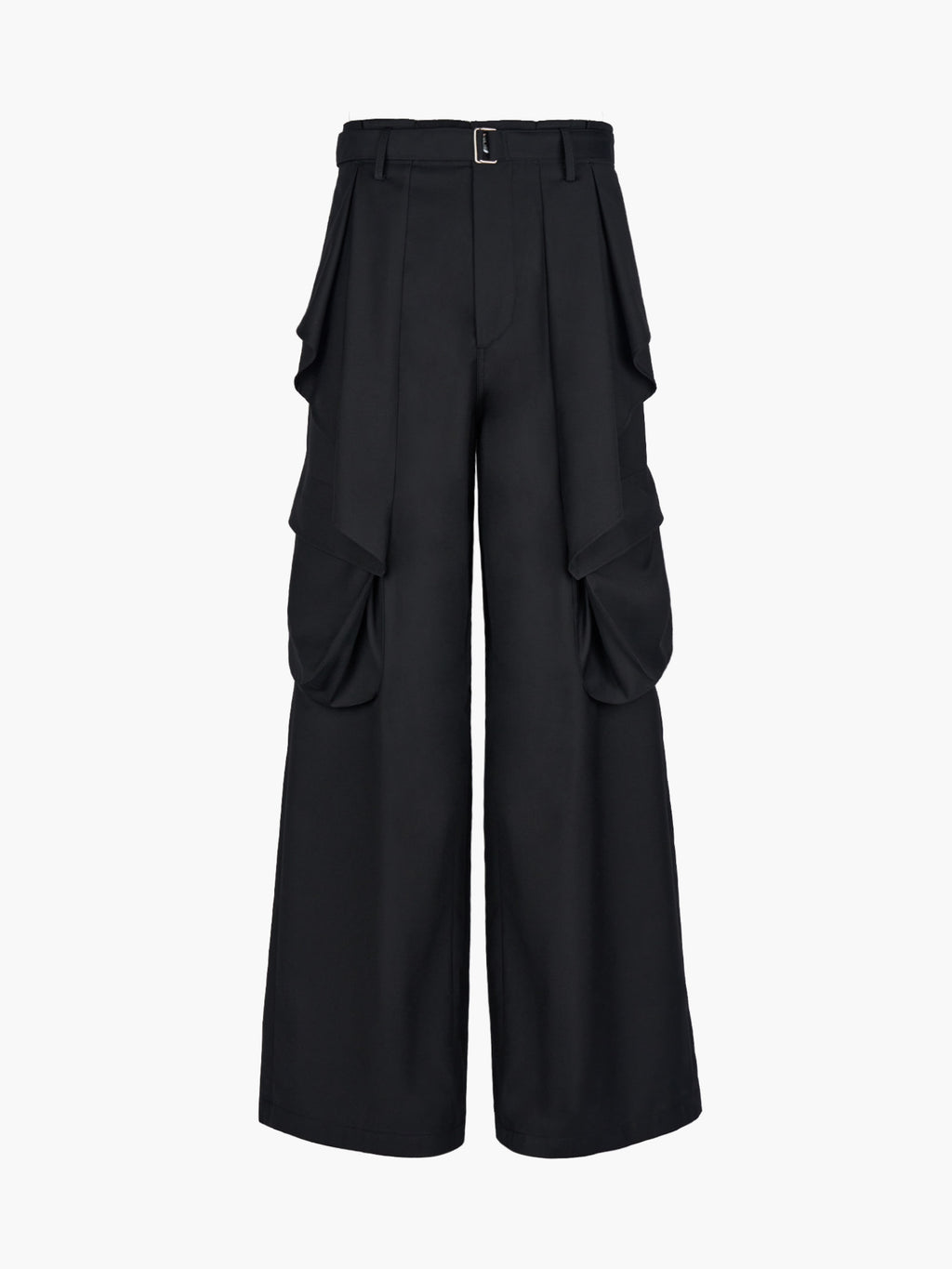 Jiyong Kim - Wide Leg Belted Drape Trousers (Black) product image 4 | TRAB K-Fashion Australia