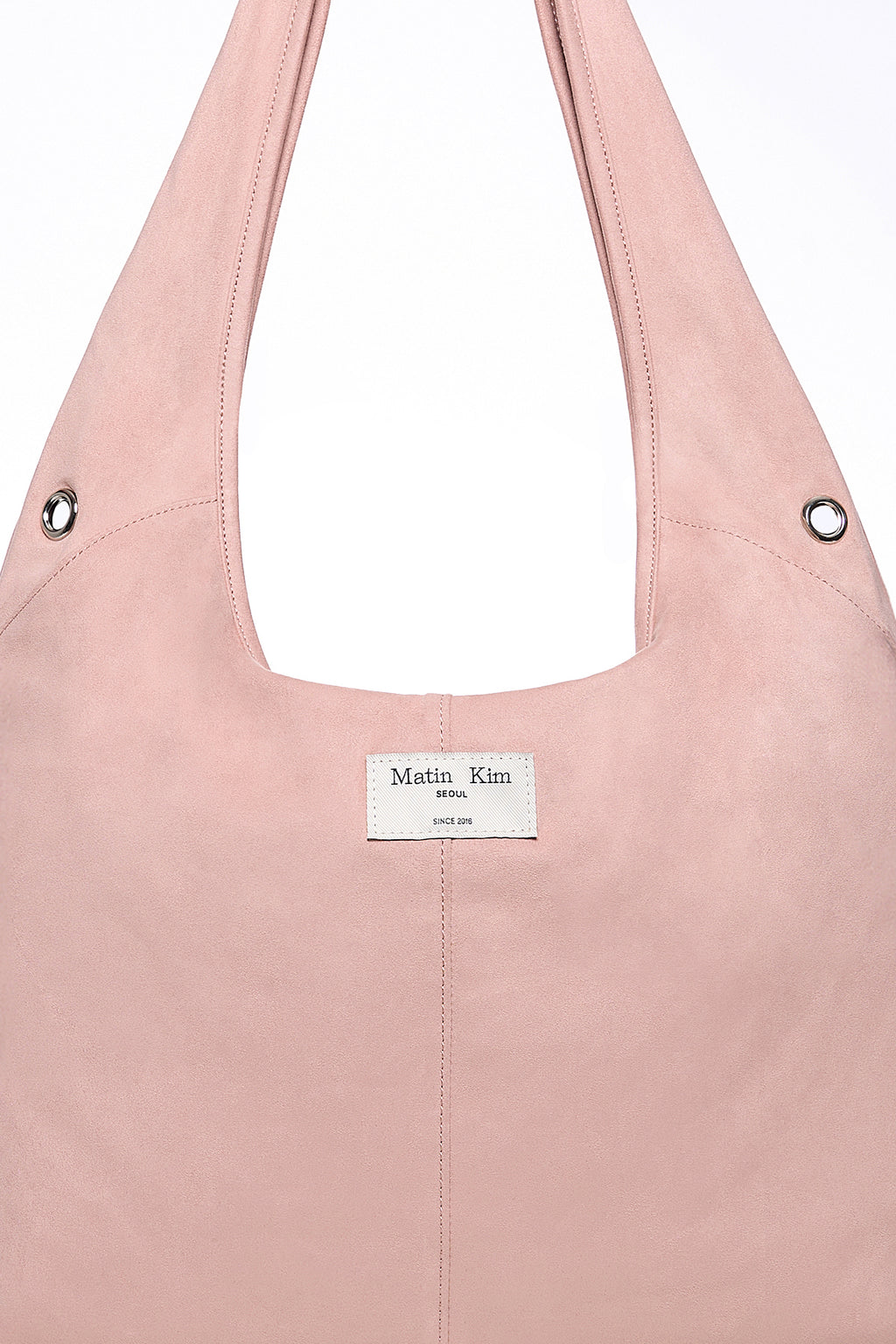Matin Kim - Logo Point Suede Round Ecobag (Pink) product image 4 | TRAB K-Fashion Australia